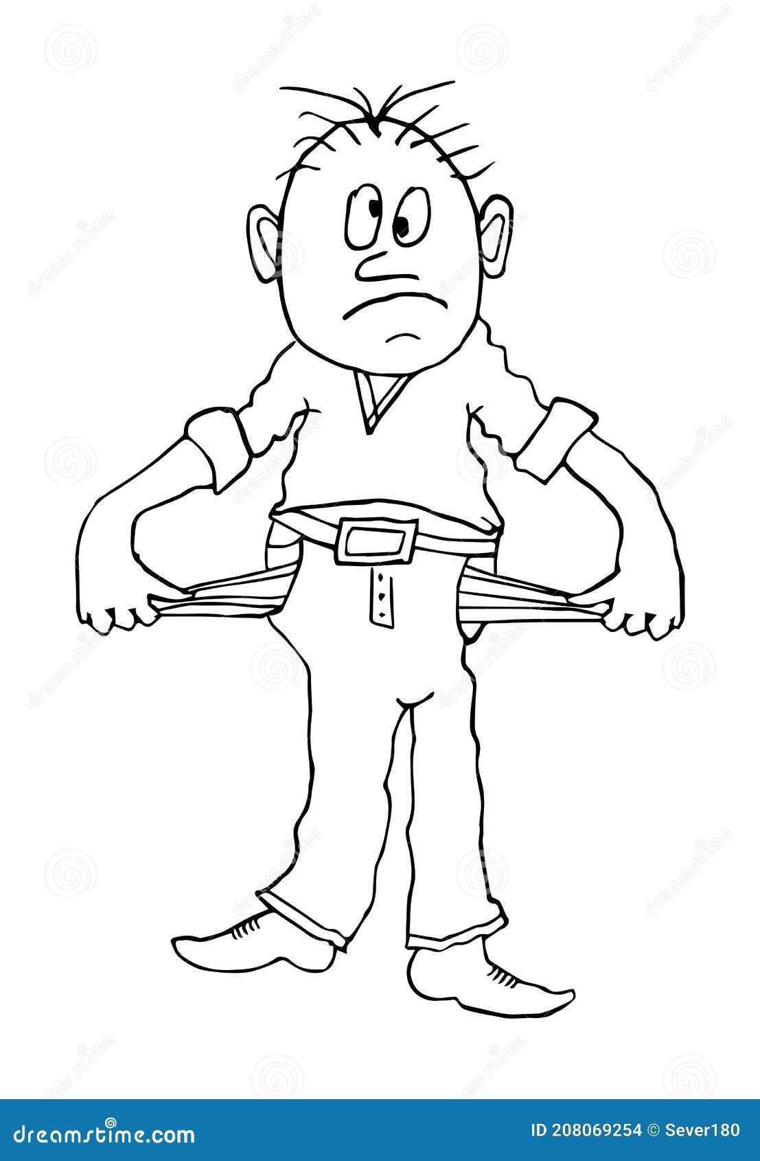 Poor Man. Empty Pockets . Cartoon Character Stock Vector - Illustration of  hold, bankruptcy: 208069254