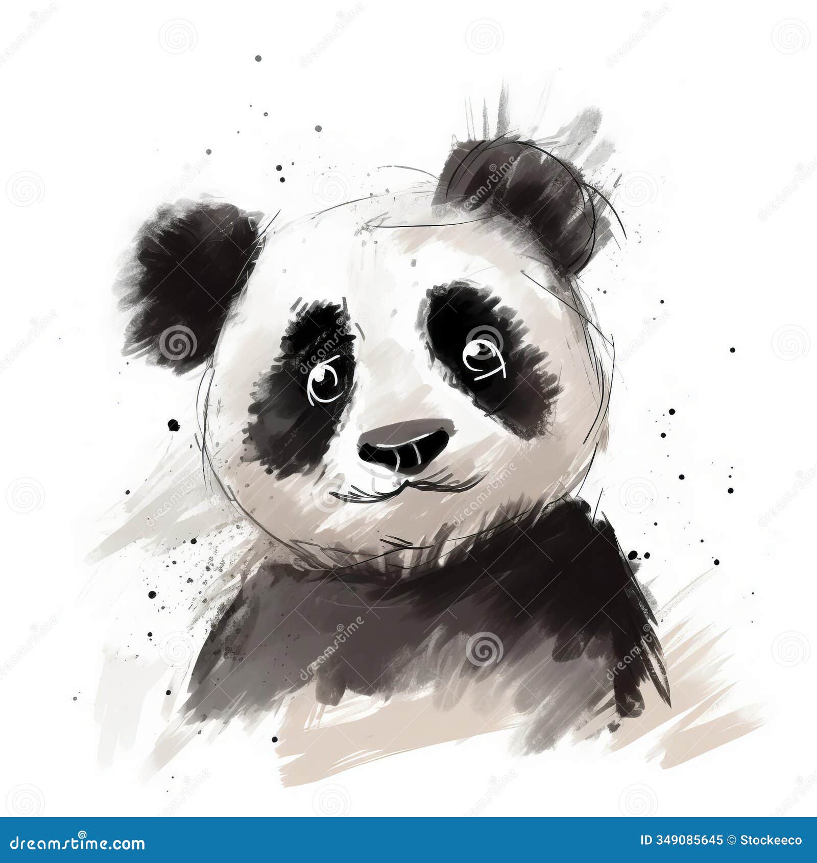poorly drawn cartoon sketch of a panda on white background