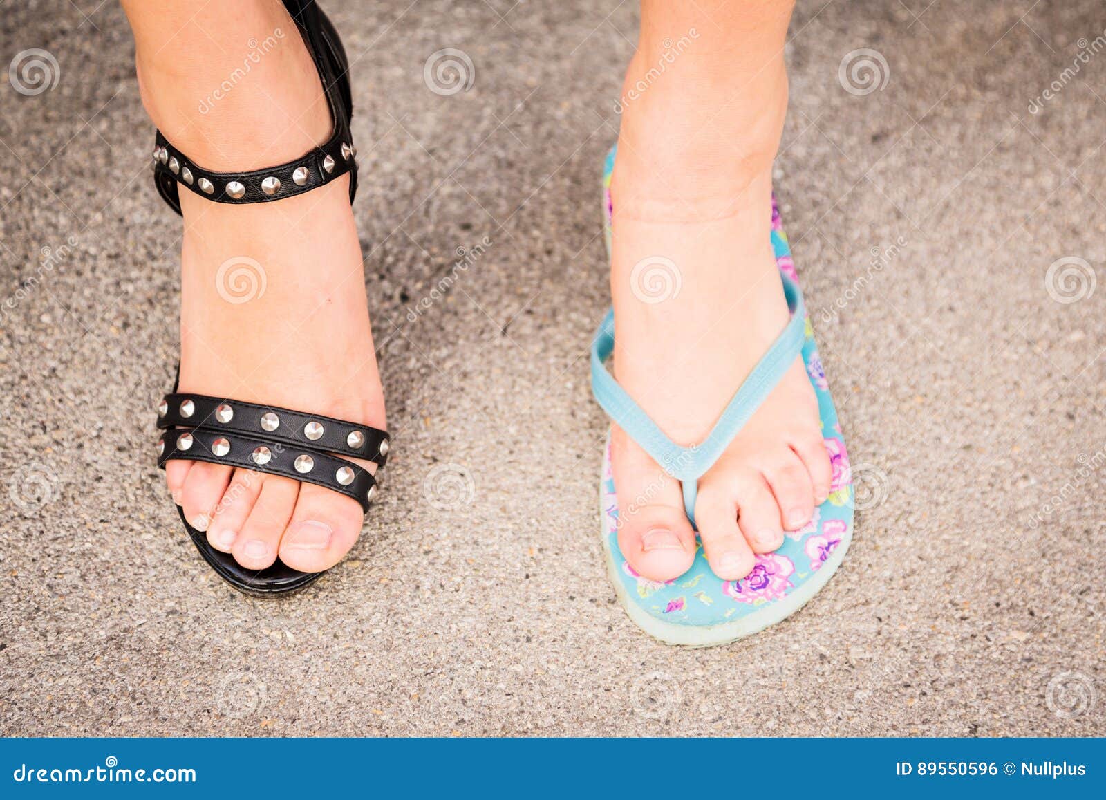 Poorly Matched Shoes stock photo. Image of shoe, mismatch - 89550596
