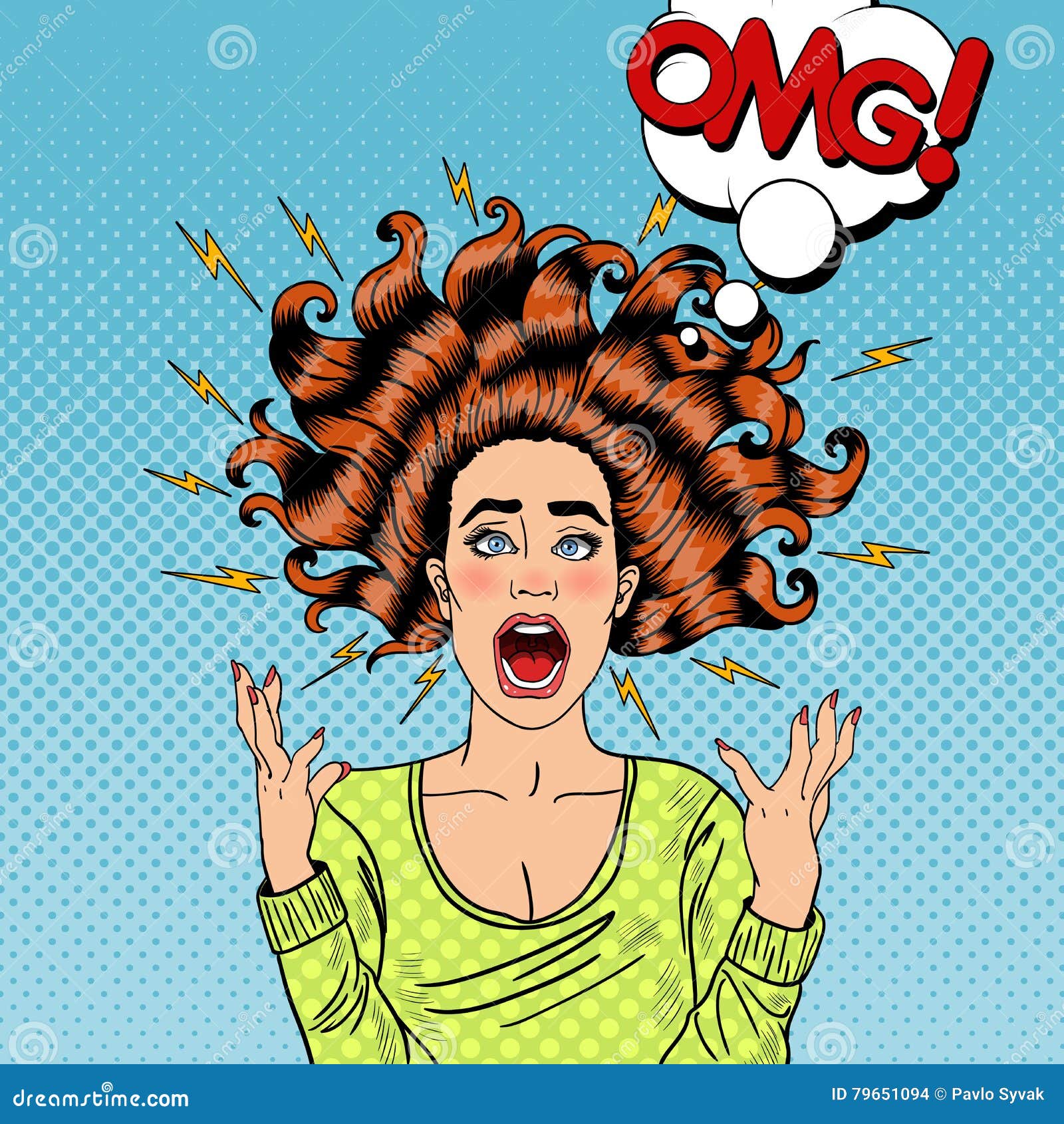 Pop Art Aggressive Furious Screaming Woman Vector