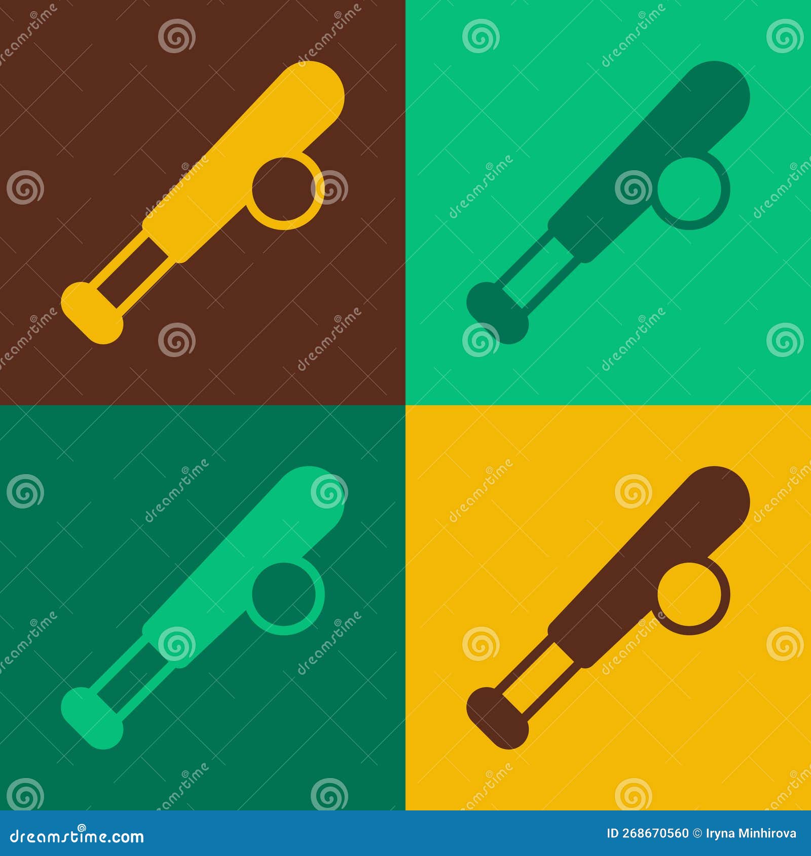 Pop Art Baseball Bat with Ball Icon Isolated on Color Background
