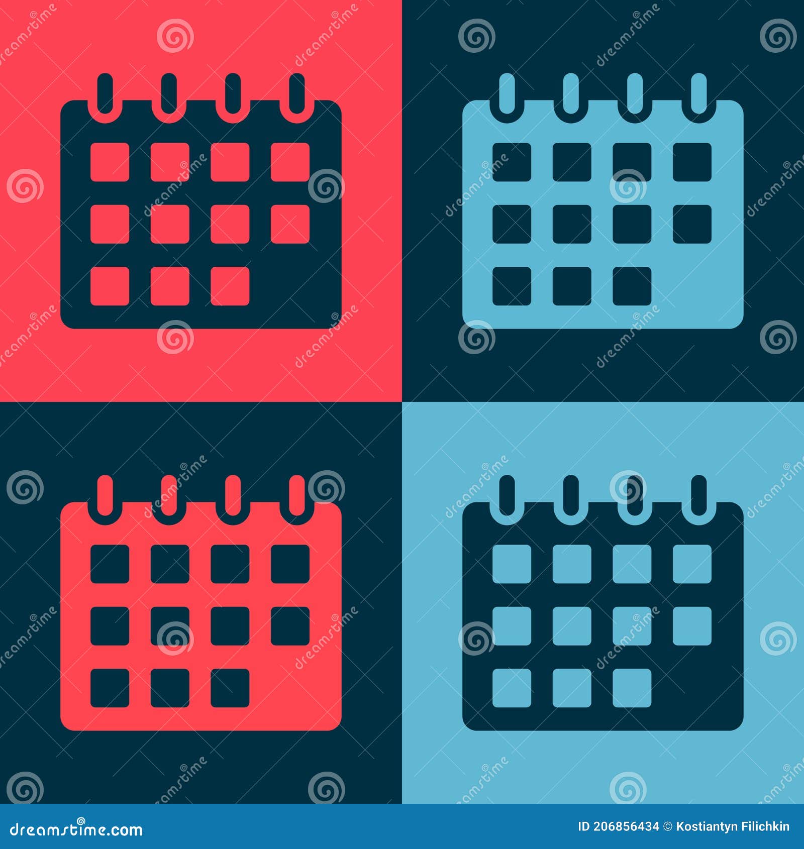Pop Art Calendar Icon Isolated on Color Background. Event Reminder