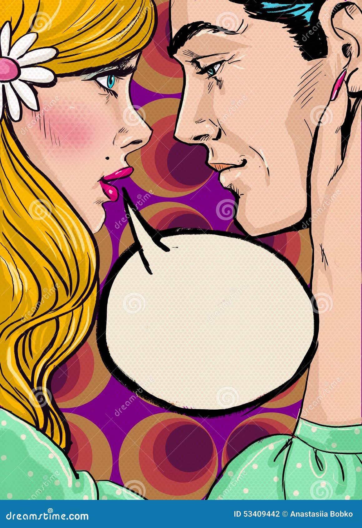 pop art couple conversation.love couple.pop art love.