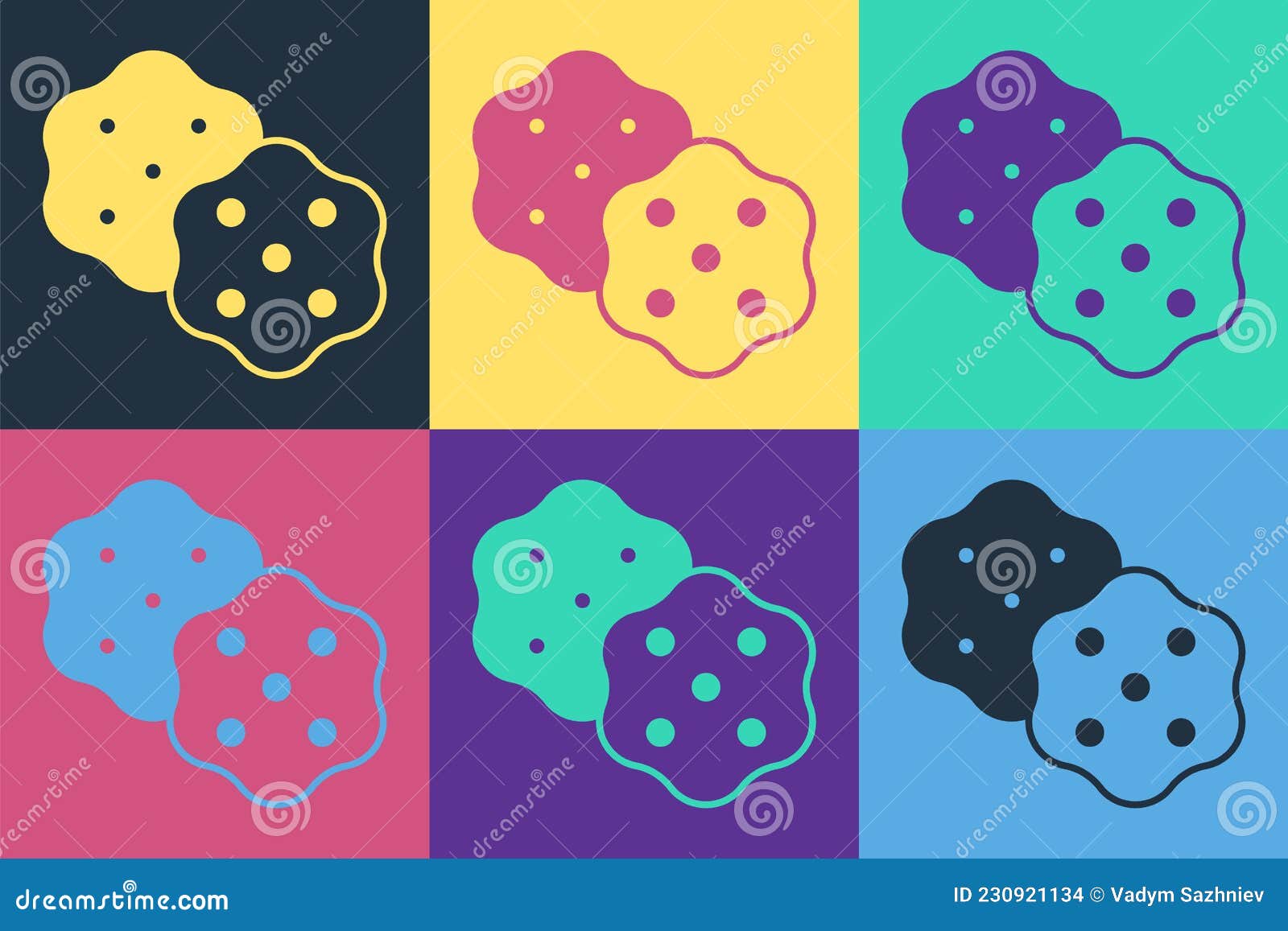 pop art cracker biscuit icon  on color background. sweet cookie. 