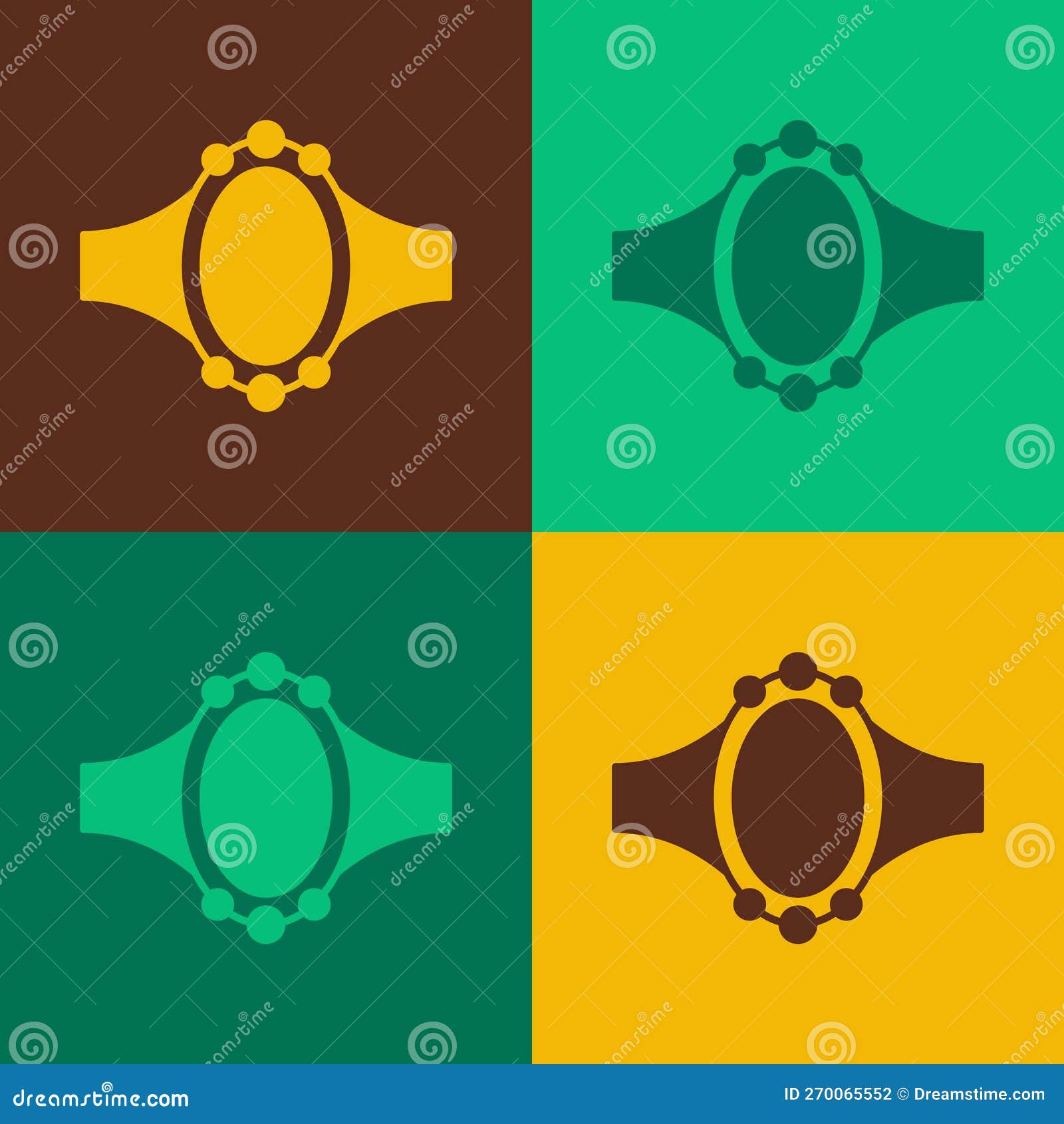 Pop Art Diamond Engagement Ring Icon Isolated on Color Background. Vector Stock Illustration