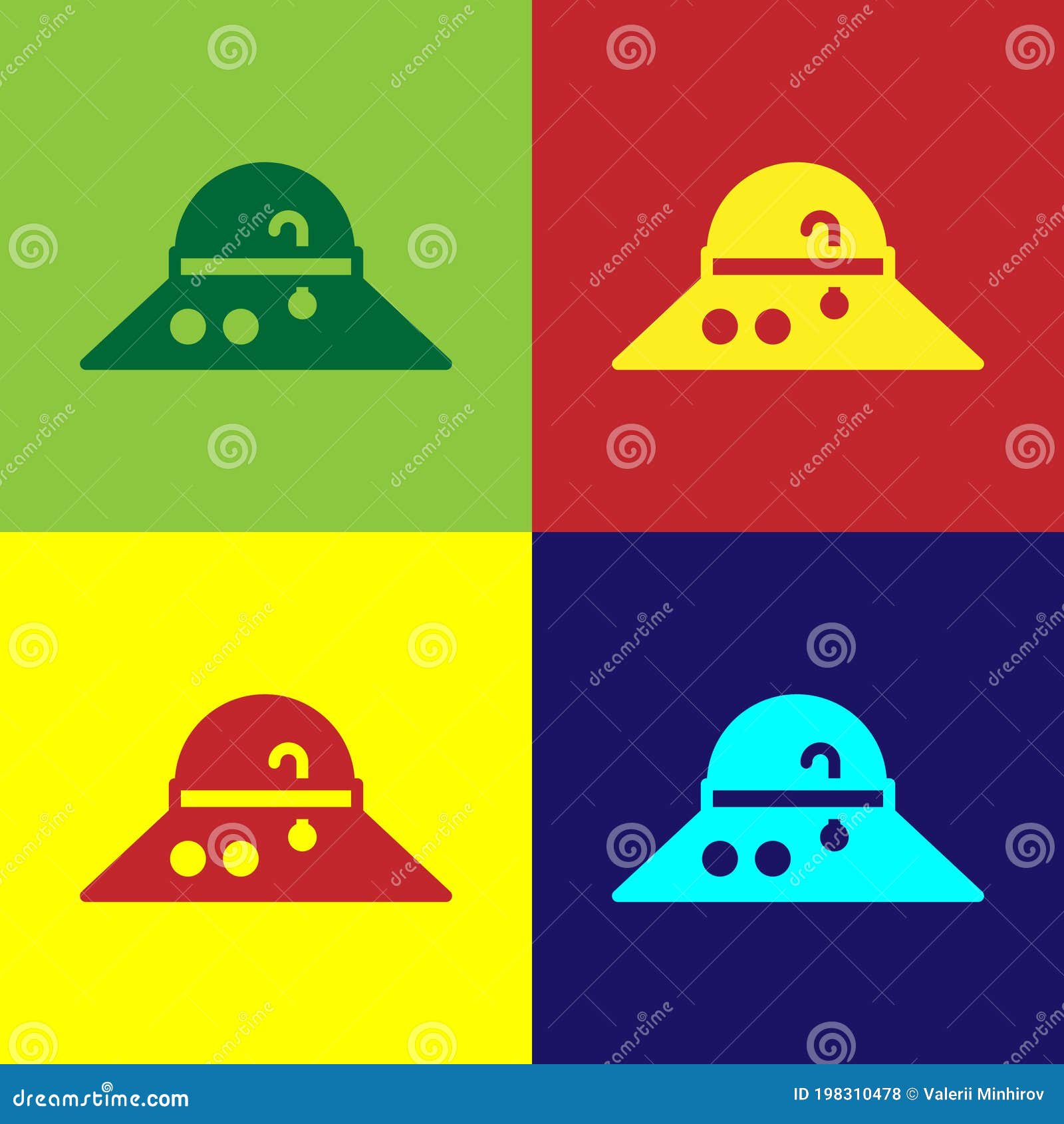 pop art fisherman hat icon  on color background. 