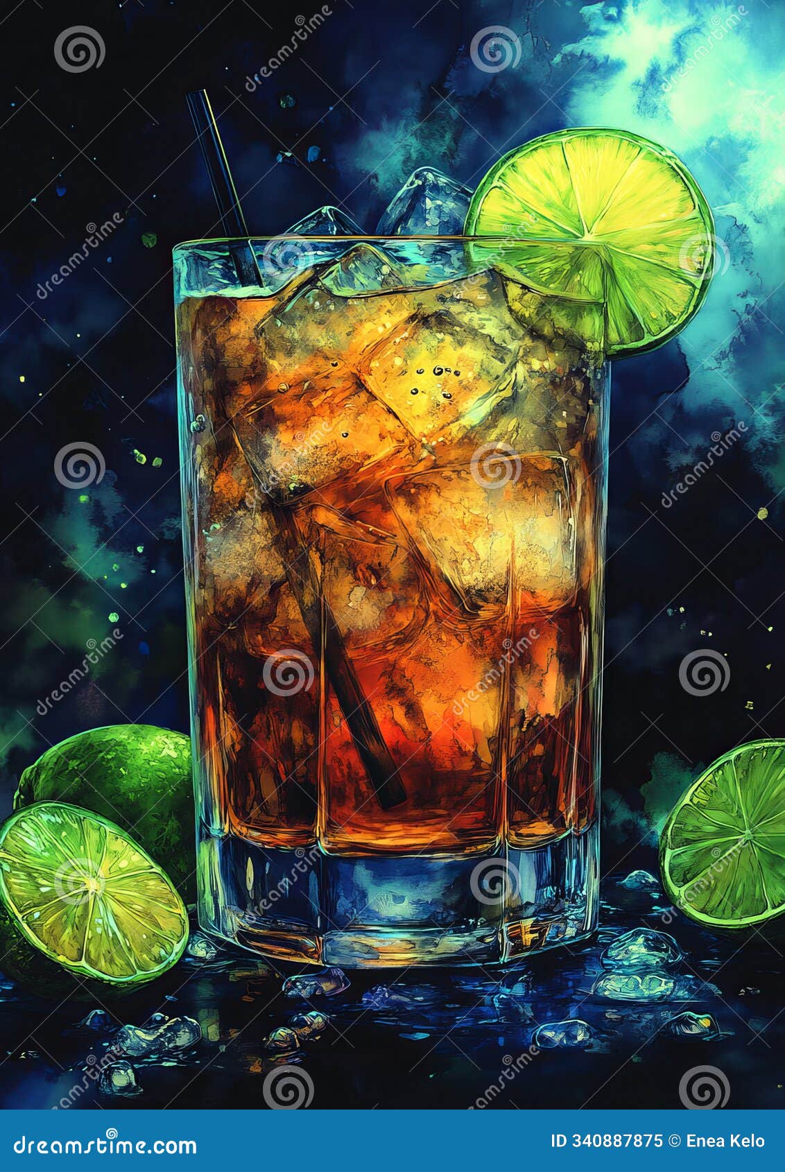 pop art gin and tonic screen print