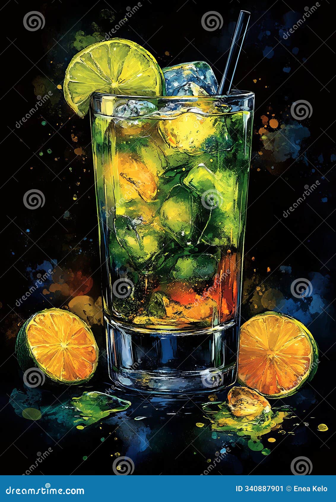 pop art gin and tonic screen print
