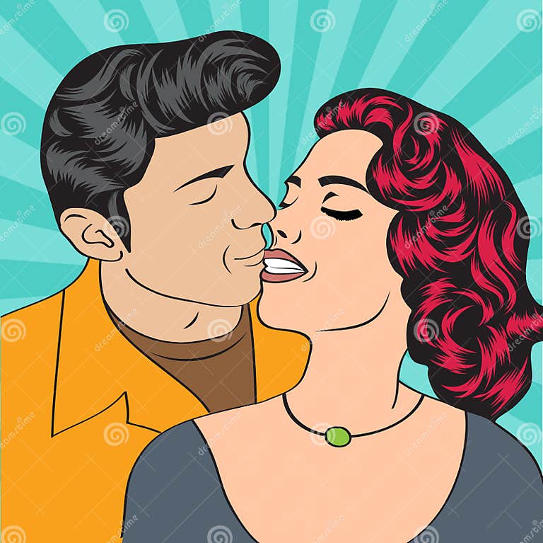 Pop Art KIssing Couple stock vector. Illustration of comic 38044032