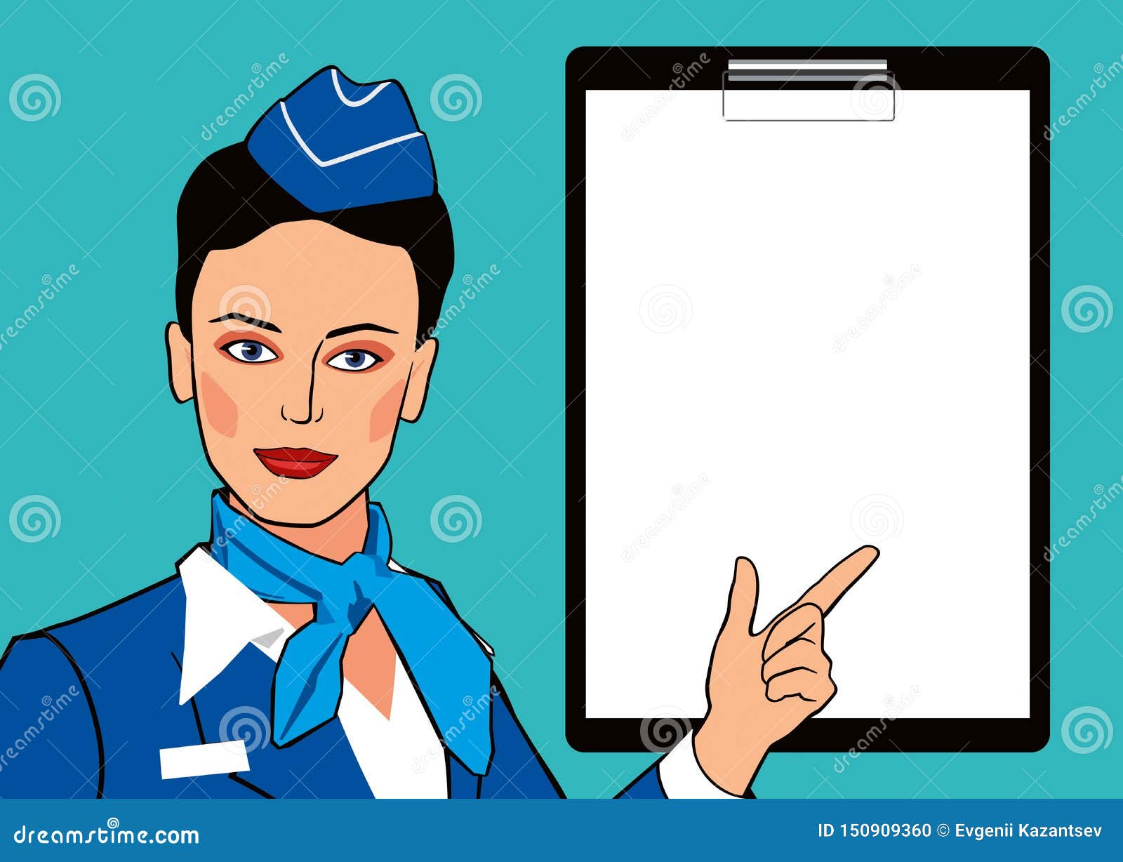 Download Pop Art Mockup Stewardess And Blank Sheet For Text ...