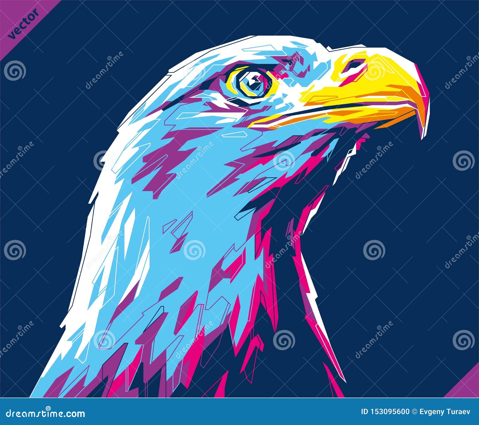 Pop Art Portrait of Agressive Eagle. Vector Illustration Stock Vector -  Illustration of clip, graphic: 153095600