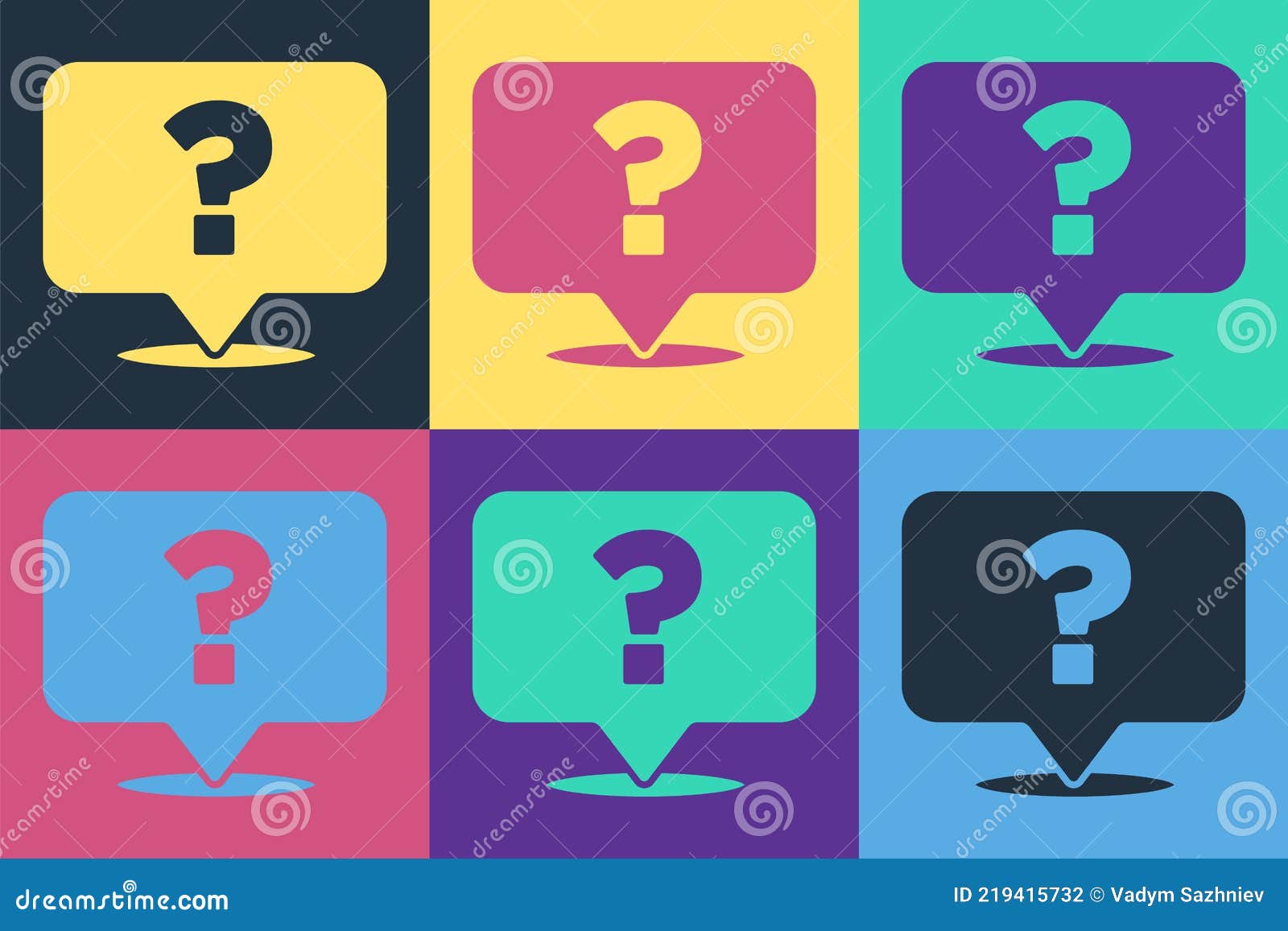 Pop Art Question Mark Icon Isolated on Color Background. FAQ Sign. Copy