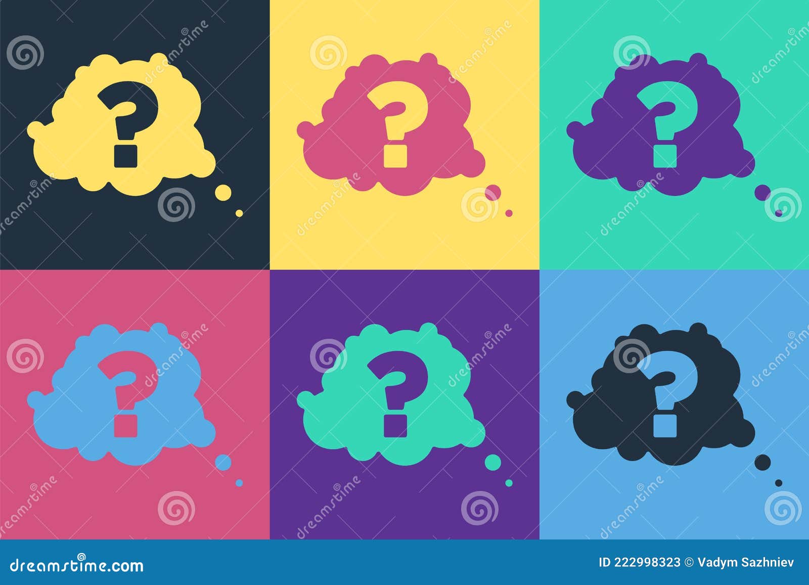 Pop Art Question Mark Icon Isolated on Color Background. FAQ Sign. Copy