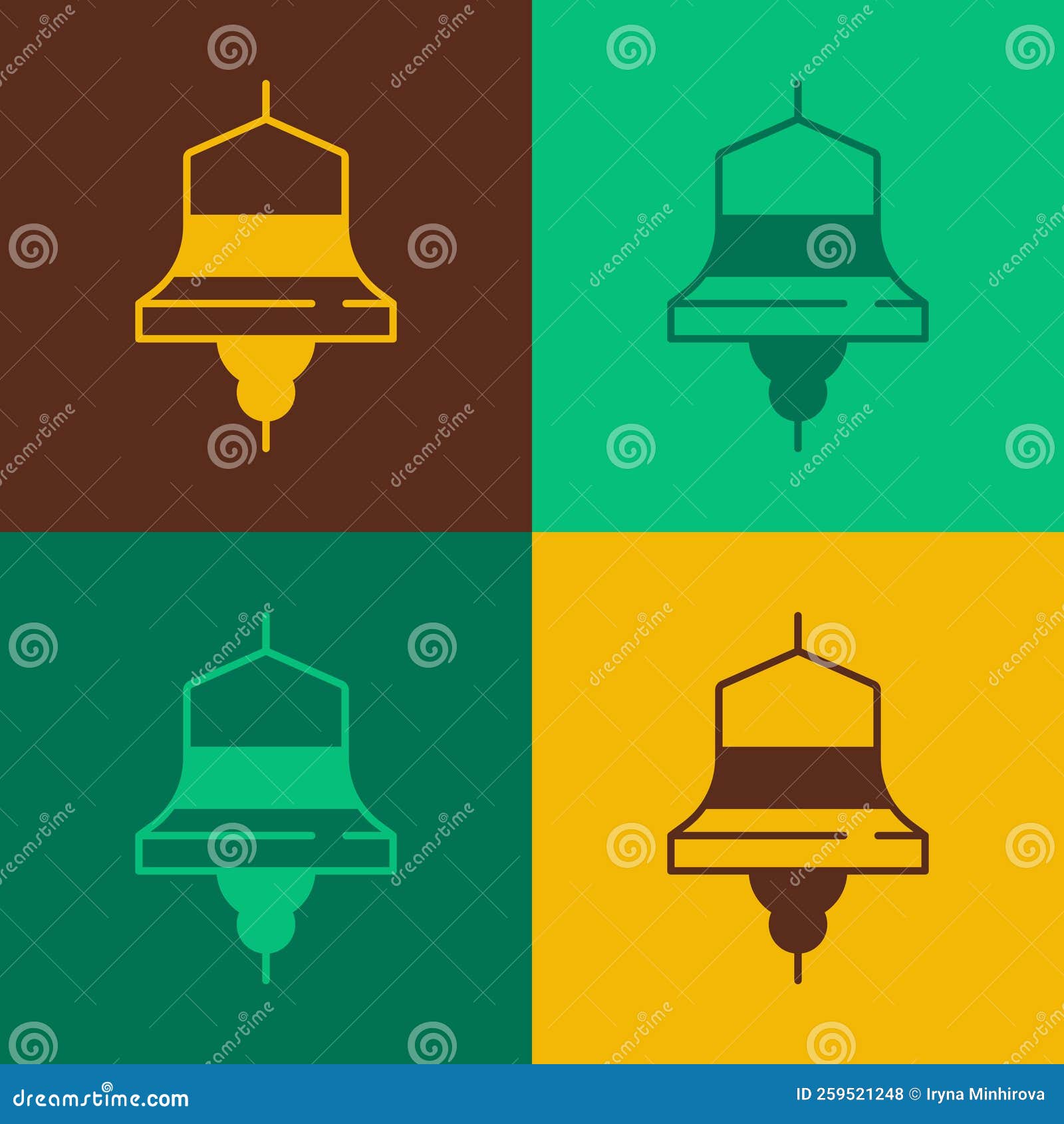 Pop Art Ship Bell Icon Isolated on Color Background. Vector Stock Vector Illustration of boat