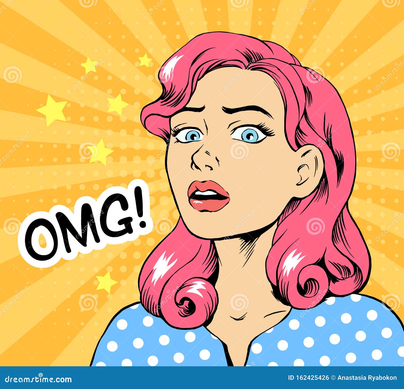 Pop Art Shocked Woman Colorful Illustration Stock Vector Illustration