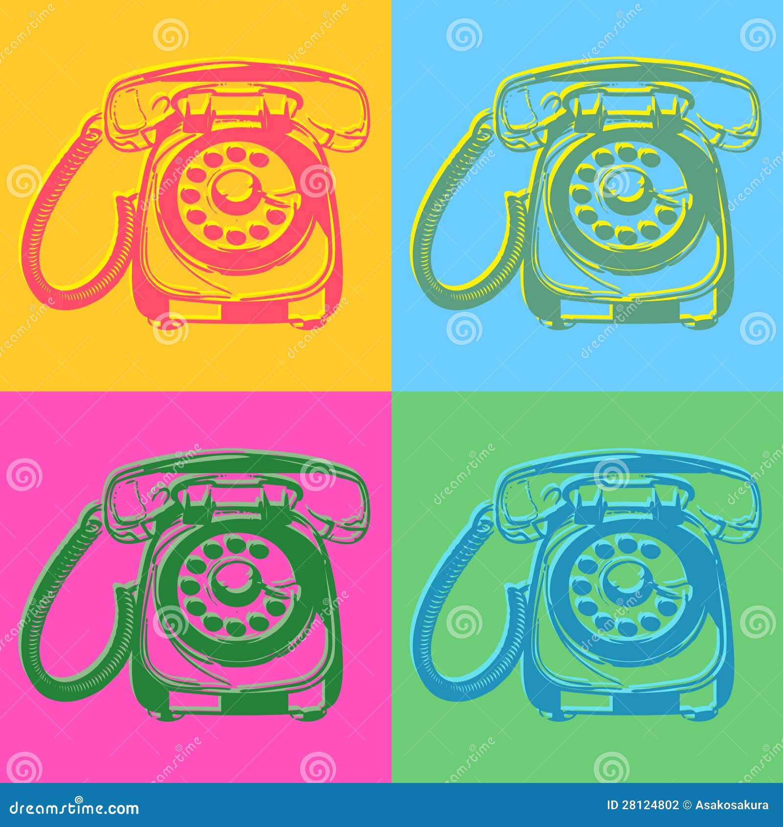 Pop Art Style Retro Phones Stock Photography Image 28124802
