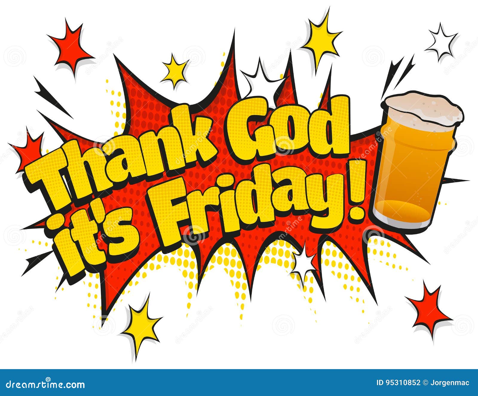 Pop Art Thank God Its Friday Pint Day Sign Stock Vector ...