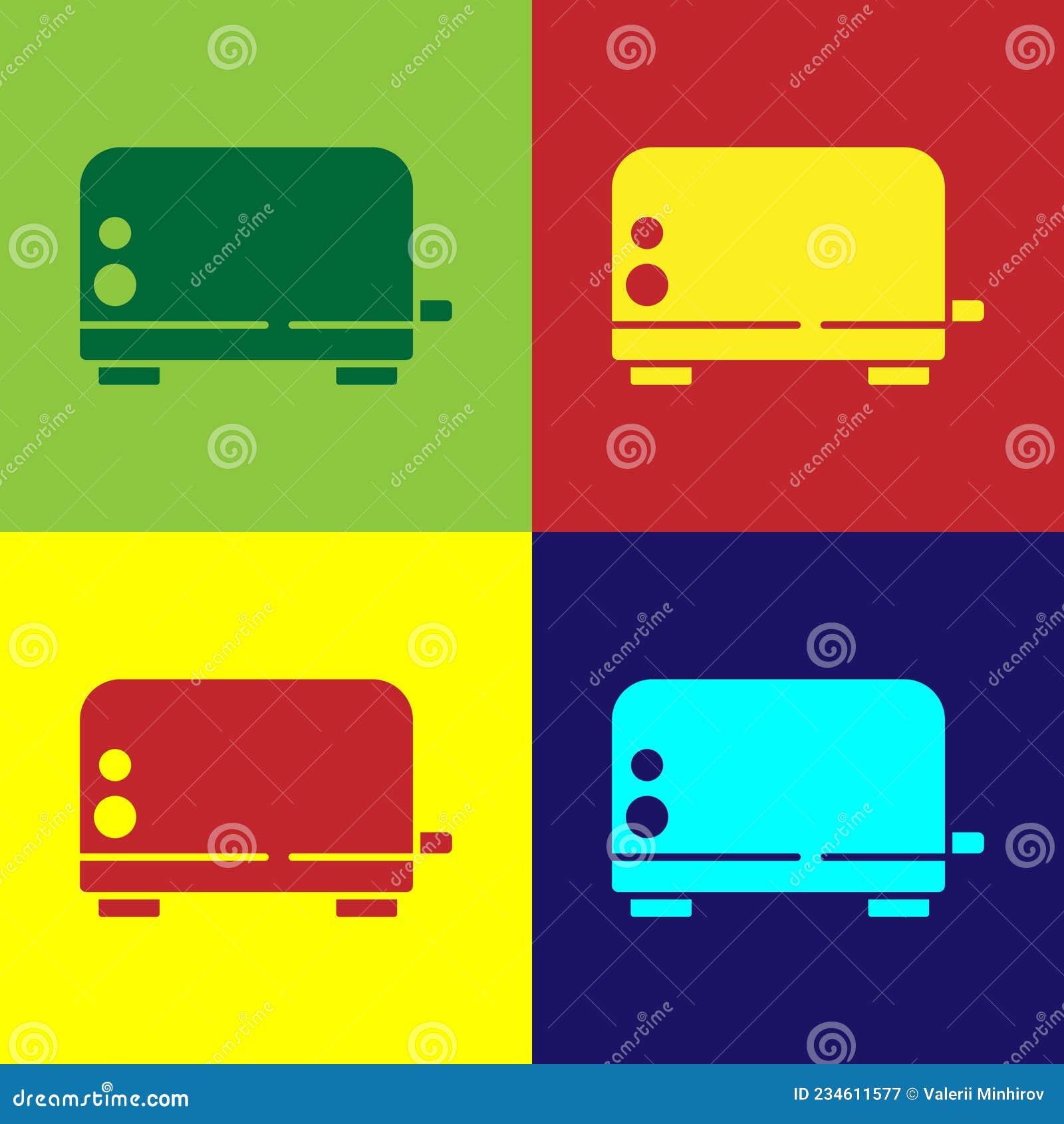 Pop Art Toaster Icon Isolated on Color Background. Vector Stock Vector