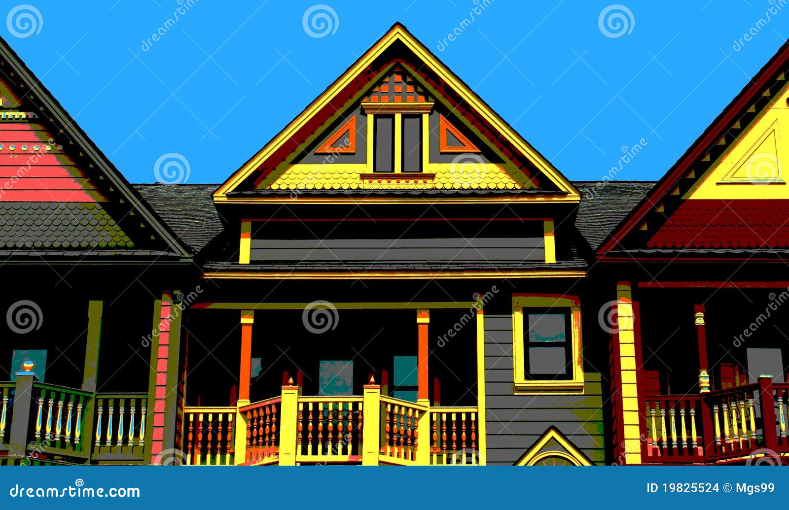  Pop  Art  Victorian House  Tops Stock Photo Image of 