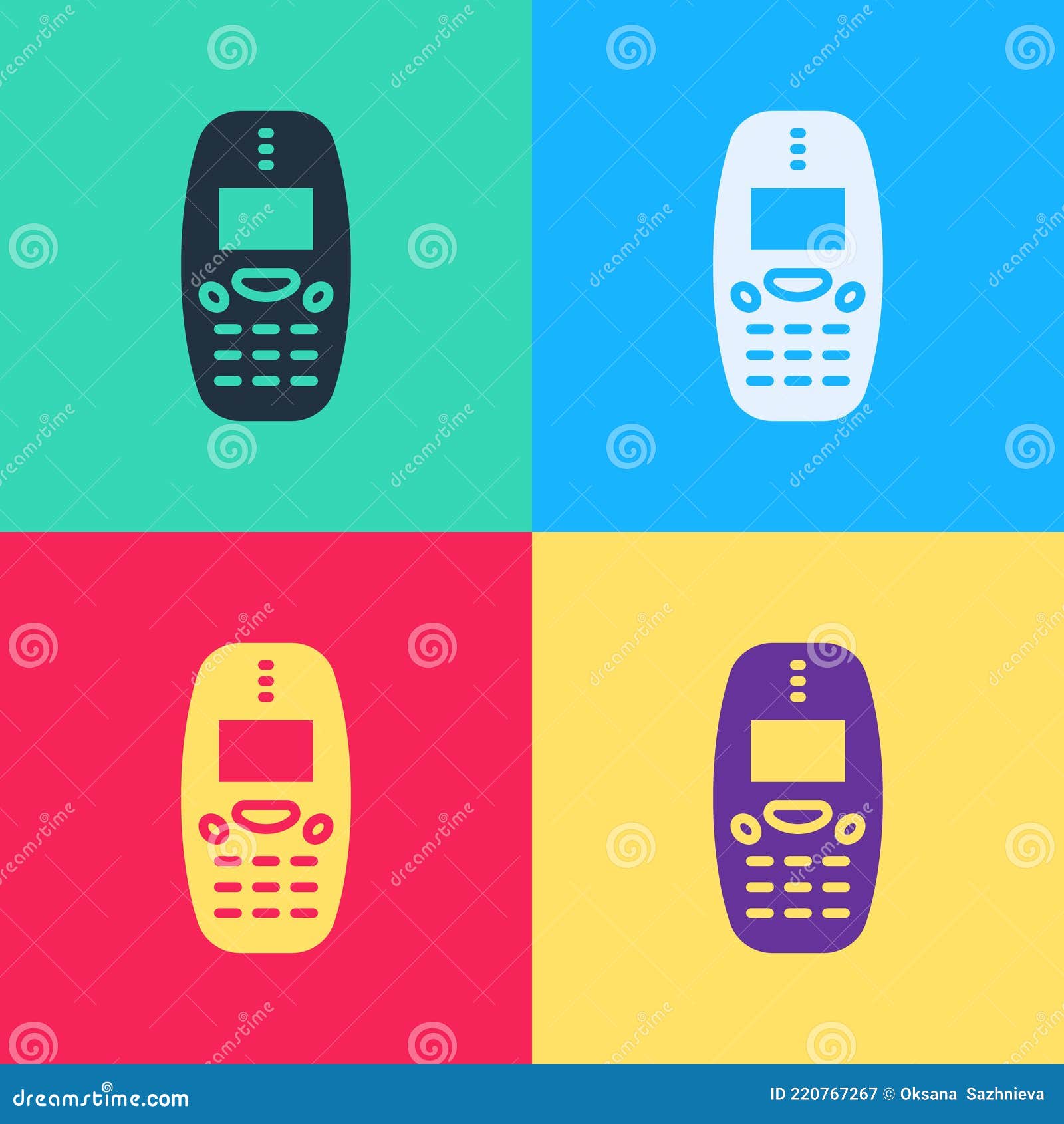 Linha De Arte Pop Antigo Ícone De Telefone Móvel De Teclado Vintage Isolado  No Fundo Da Cor. Dispositivo De Celular Retro. Telefone Móvel Vintage Dos  Anos 90. Vector Royalty Free SVG, Cliparts