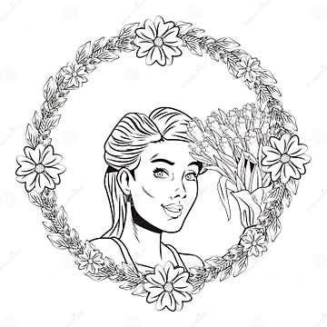 Pop art woman cartoon stock vector. Illustration of flowers - 145601447