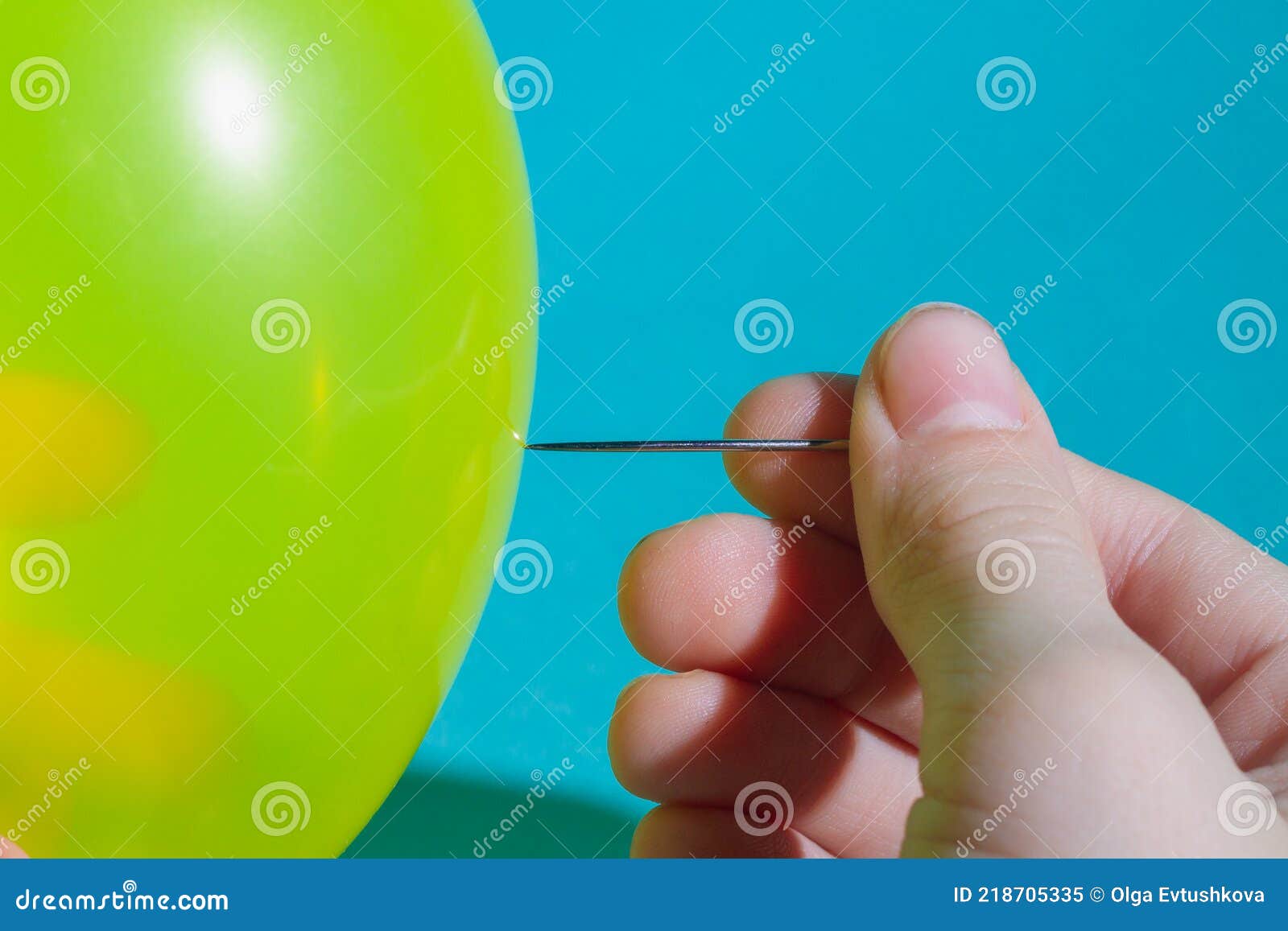 Pop the with a Sharp Hold the Sewing Needle in Your Stock Image - Image of destruction, 218705335