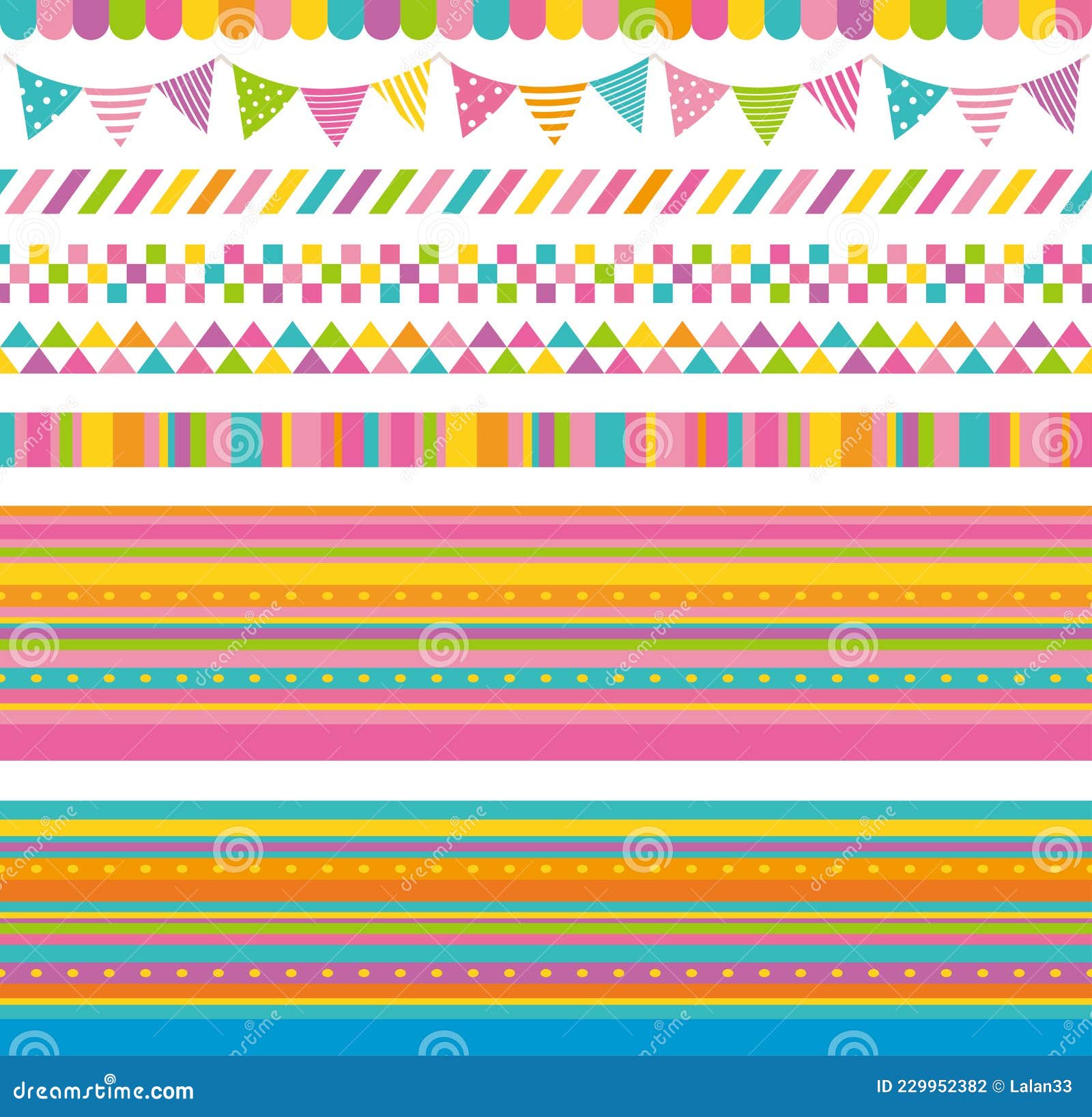 Pop Banners. Pastel Rainbow Banners and Garland. Stock Vector
