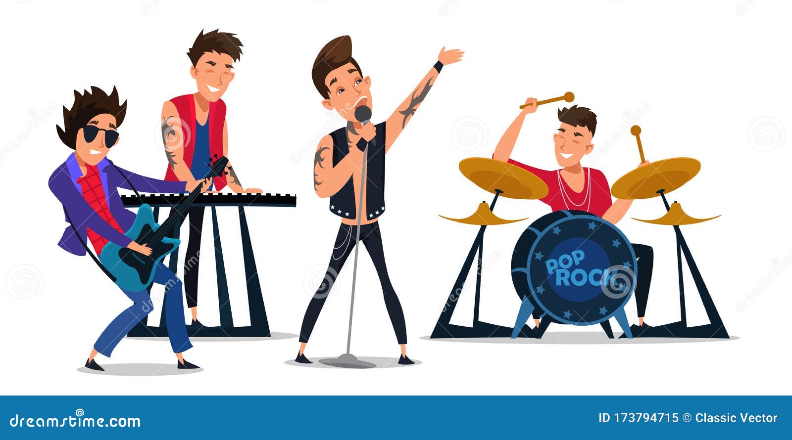 Pop Rock Band Flat Vector Illustration Stock Vector - Illustration of