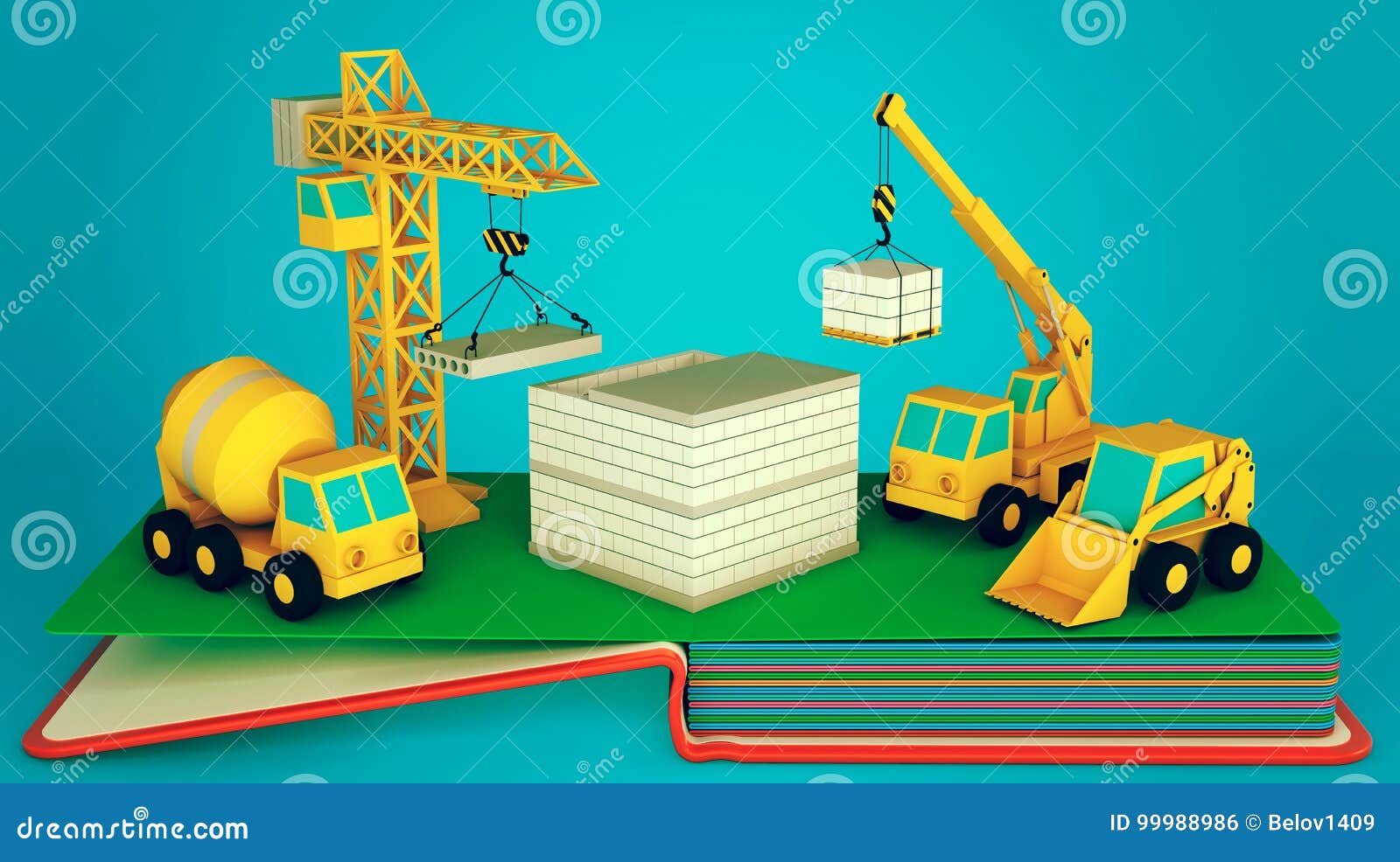 Pop Up Book with Layout of Construction Site and Equipment Stock