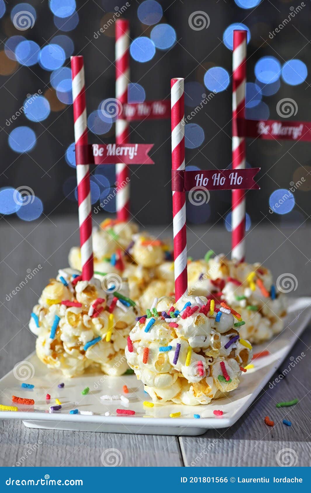 Popcorn Ball and Confetti Sprinkles Lollipop Stock Photo Image of