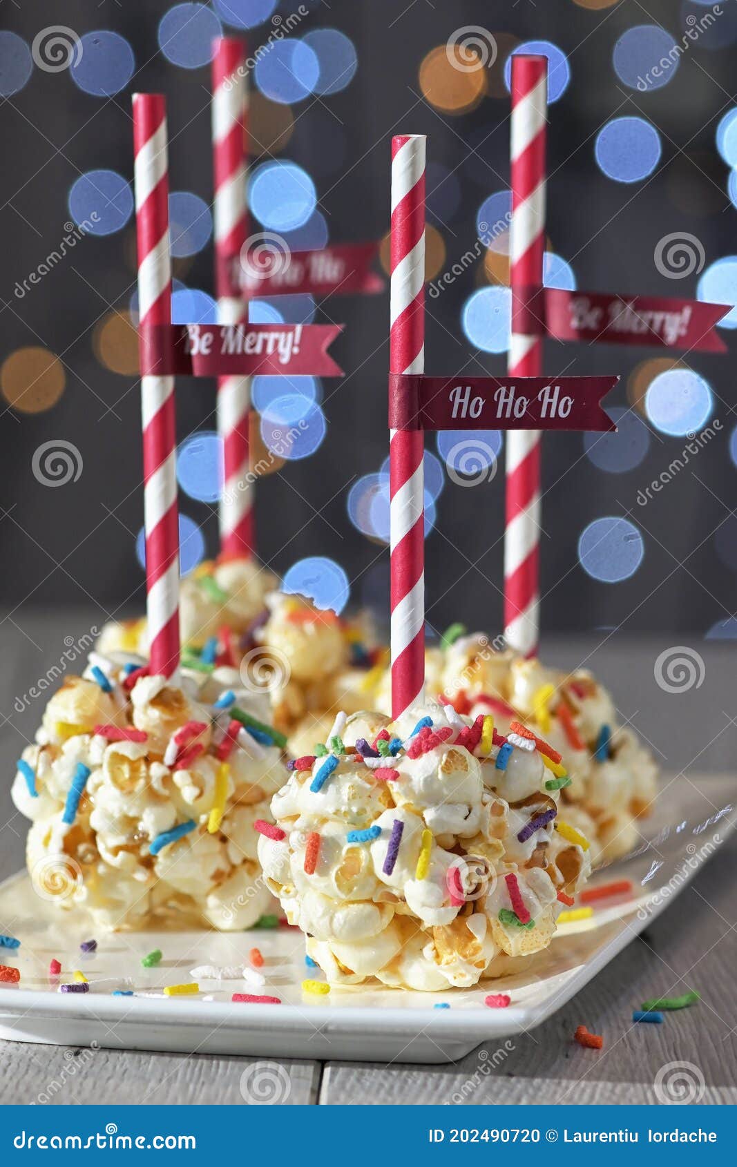 Popcorn Ball and Confetti Sprinkles Lollipop Stock Photo Image of