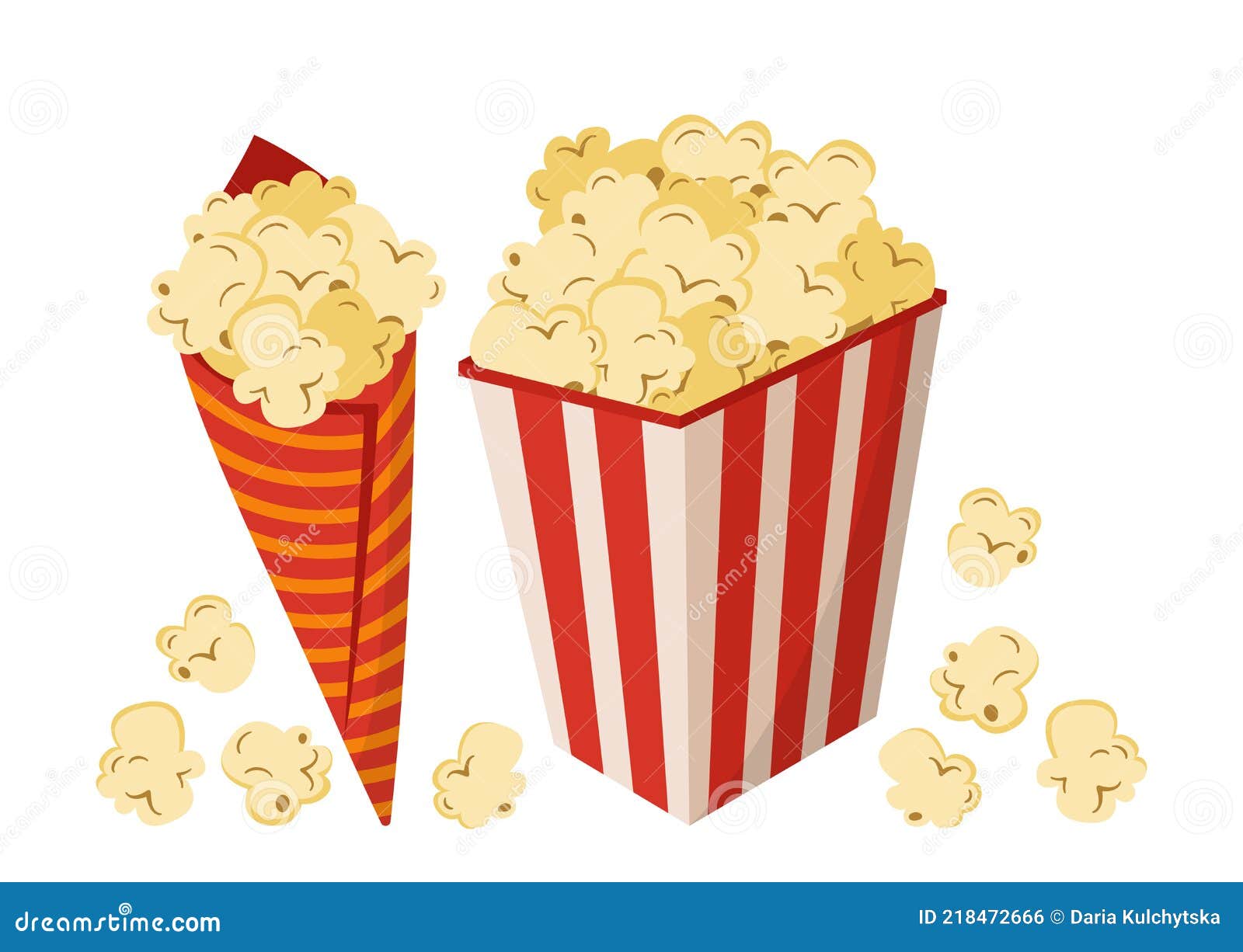 Popcorn Cartoon Set Grains Box Poster Flat Vector Stock Vector -  Illustration of kernel, clip: 218472666