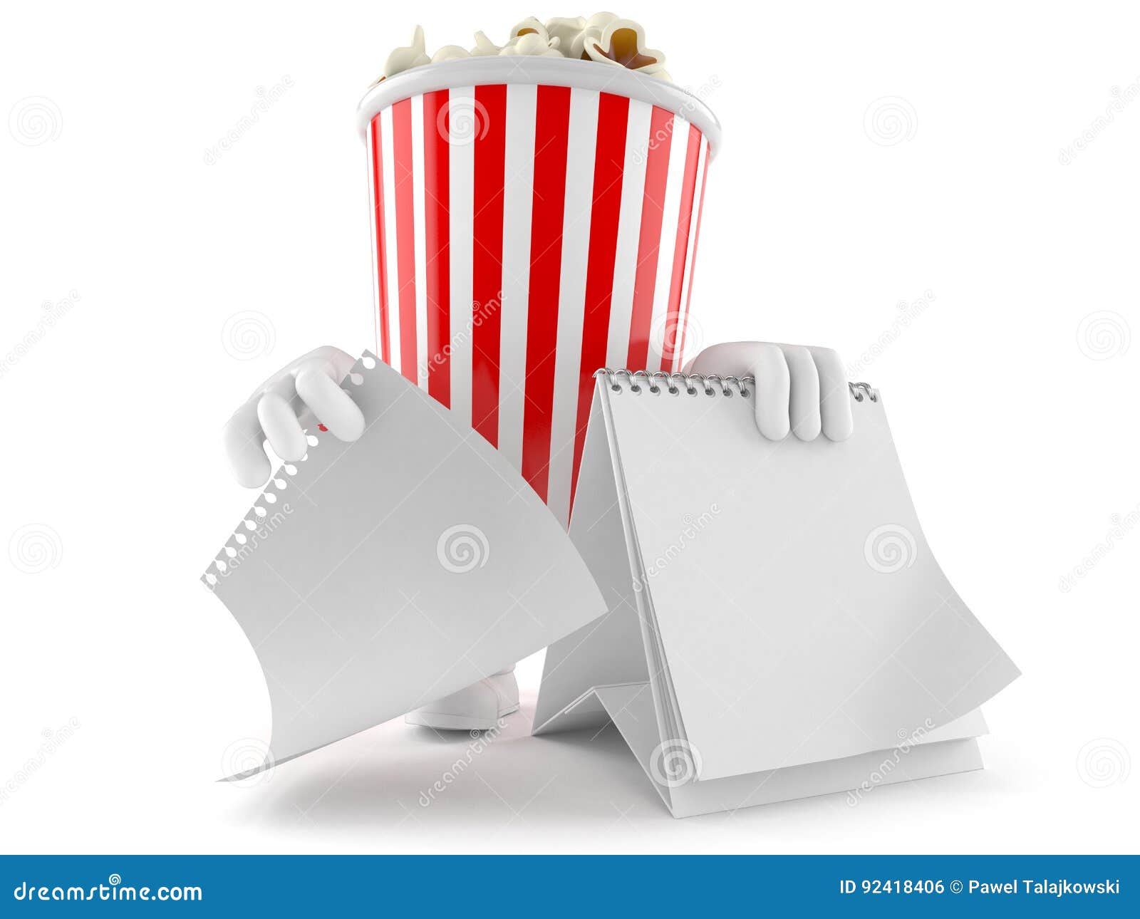 Popcorn Character with Blank Calendar Stock Illustration Illustration