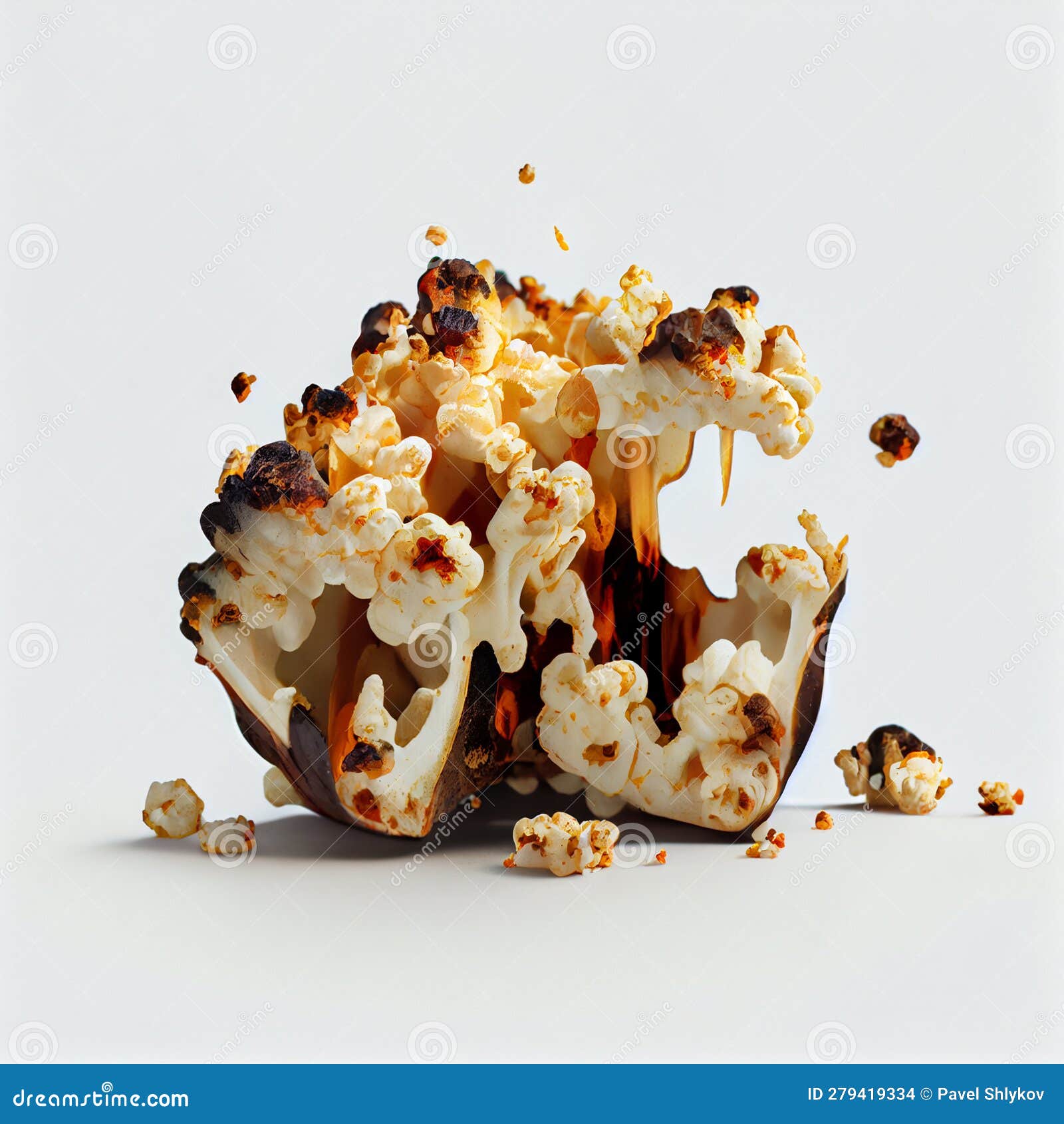 Popcorn Exploding from Inside the Popcorn Box Stock Illustration