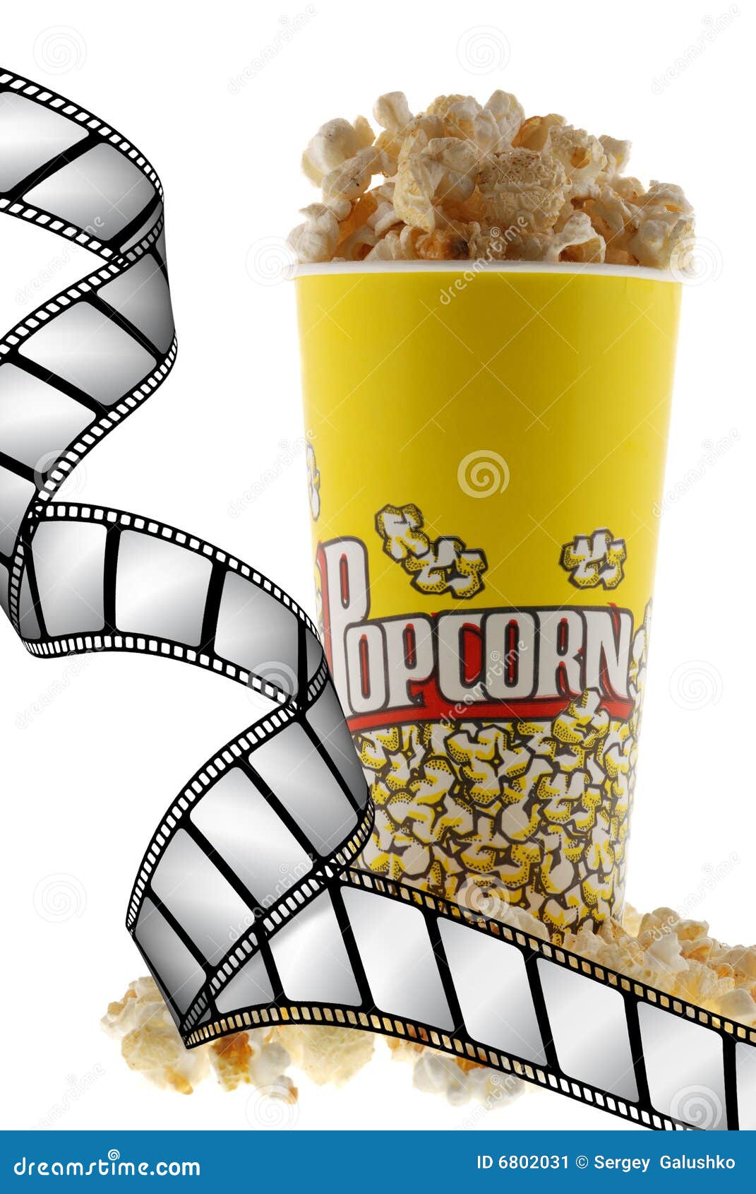 Popcorn and film stock image. Image of macro, film, admission 6802031