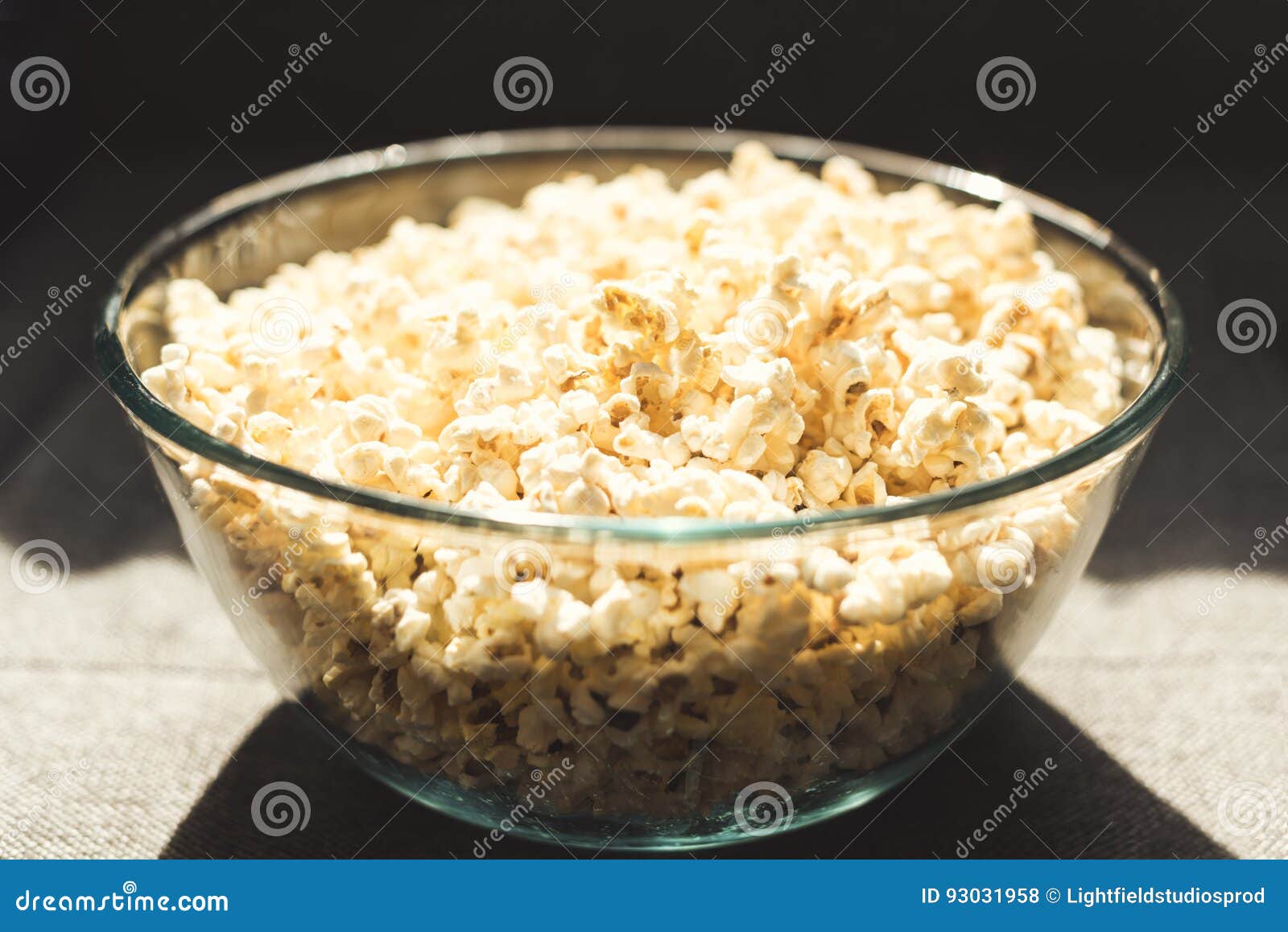 Popcorn in glass bowl stock photo. Image of delicious 93031958