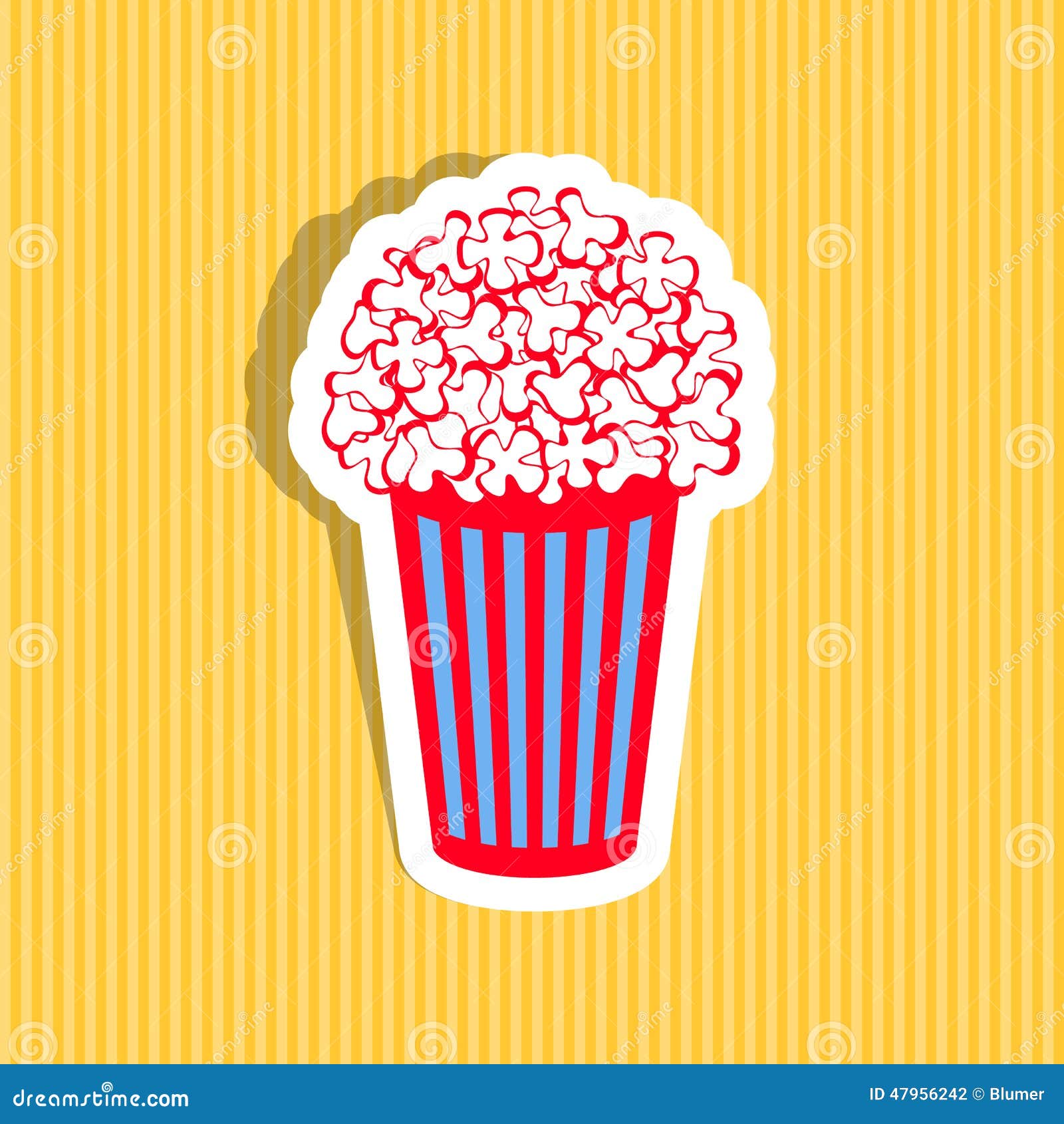 Popcorn Icon With Eyes And Smiley Face On White Background. Popcorn