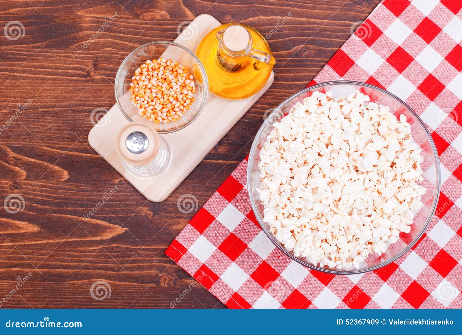 Popcorn and Ingredients for Cooking Popcorn Top View Stock Image