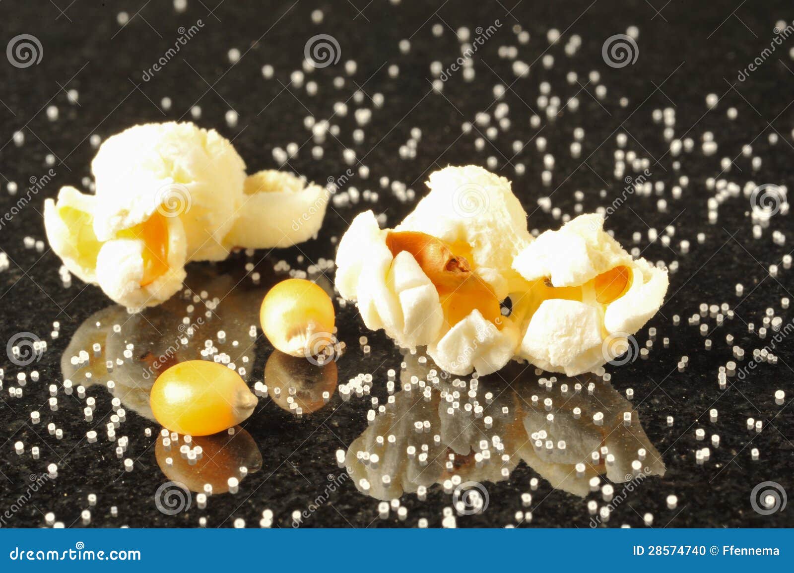 Popcorn Kernels Surrounded by Salt Grains Stock Photo Image of movie
