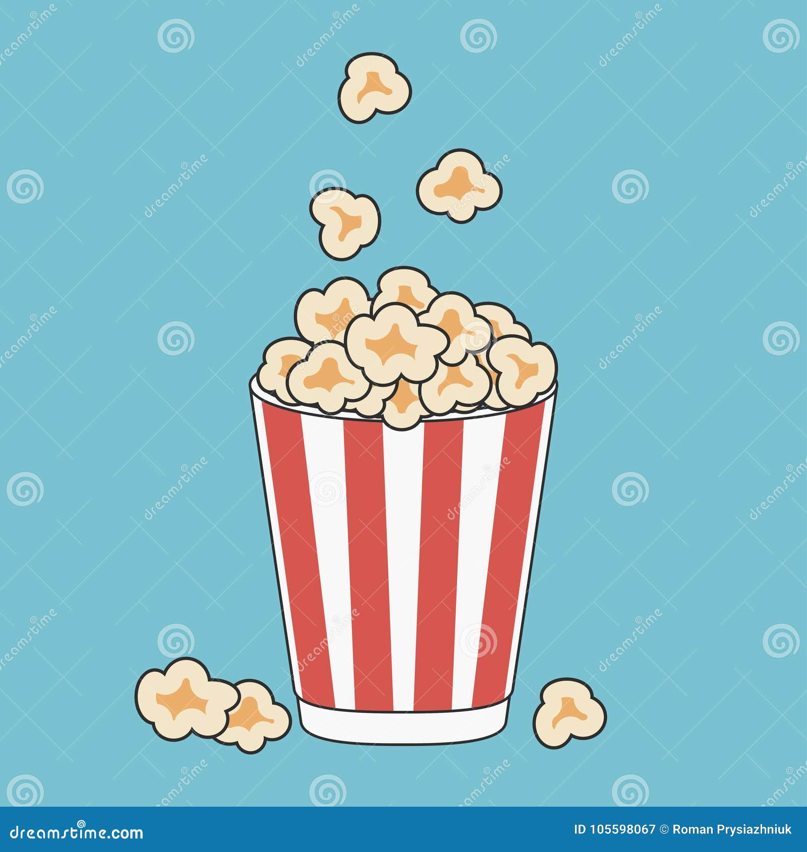 Popcorn in Paper Cup. Vector Illustration. Stock Vector Illustration of drawing, paper 105598067