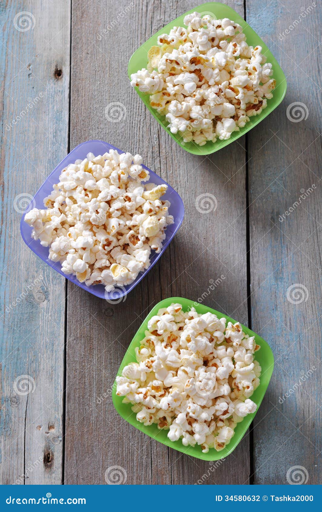 Popcorn in plastic bowls stock photo. Image of popcorn 34580632
