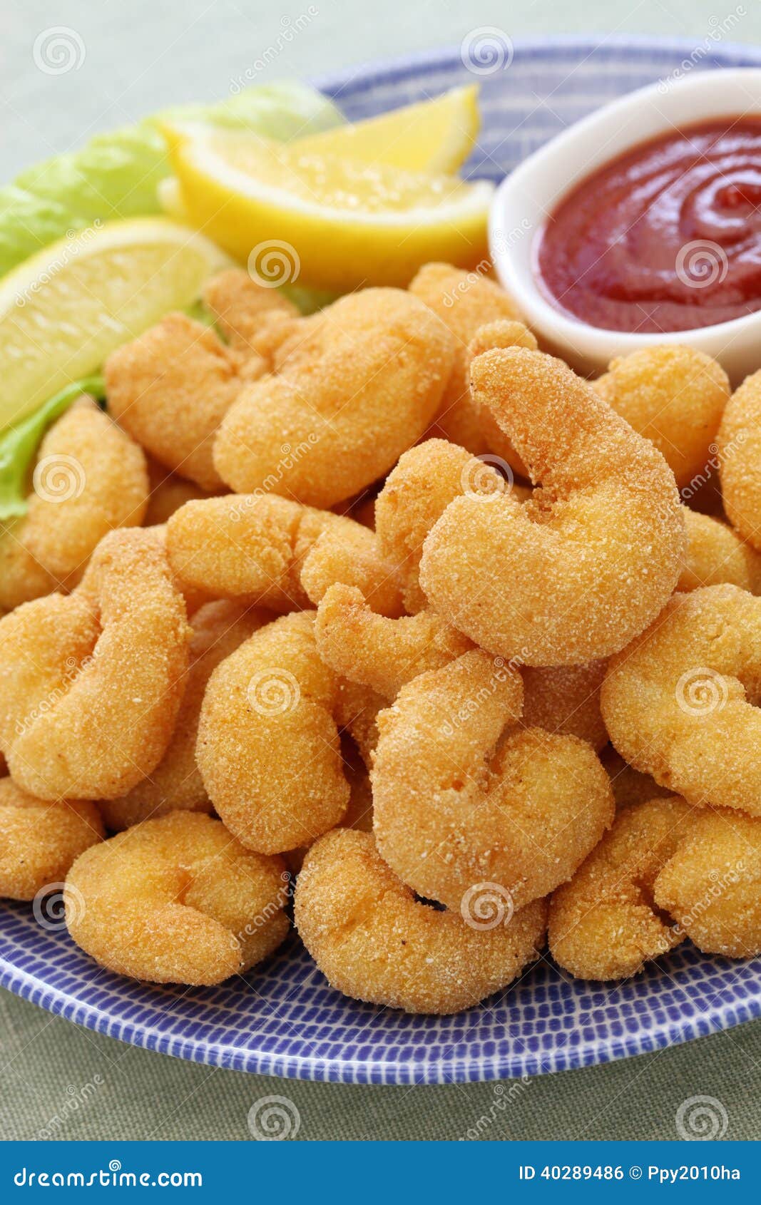 Popcorn Shrimp with Ketchup Sauce Stock Photo Image of isolated