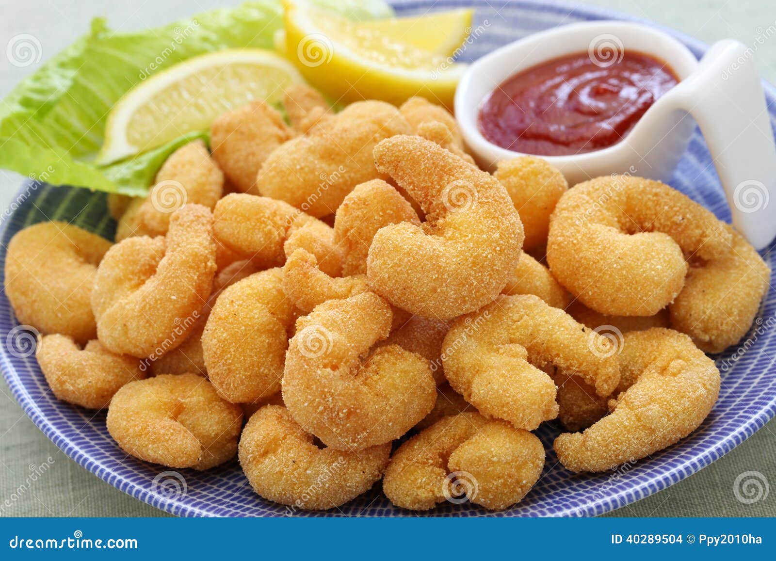 Popcorn Shrimp With Ketchup Sauce Stock Photo Image of crispy