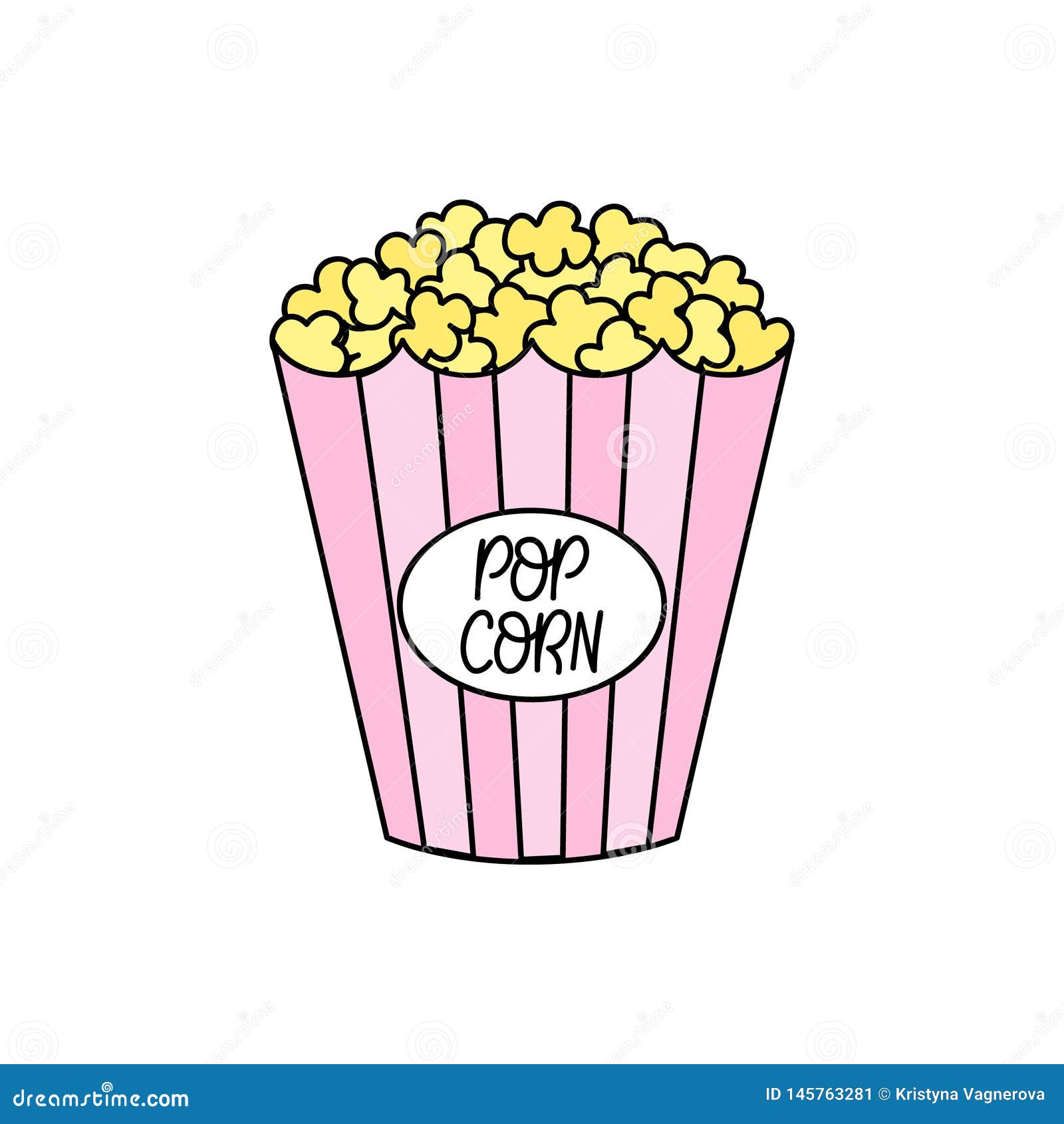 Cute Popcorn Snack Vector Illustration Stock Vector - Illustration of  design, park: 145763281