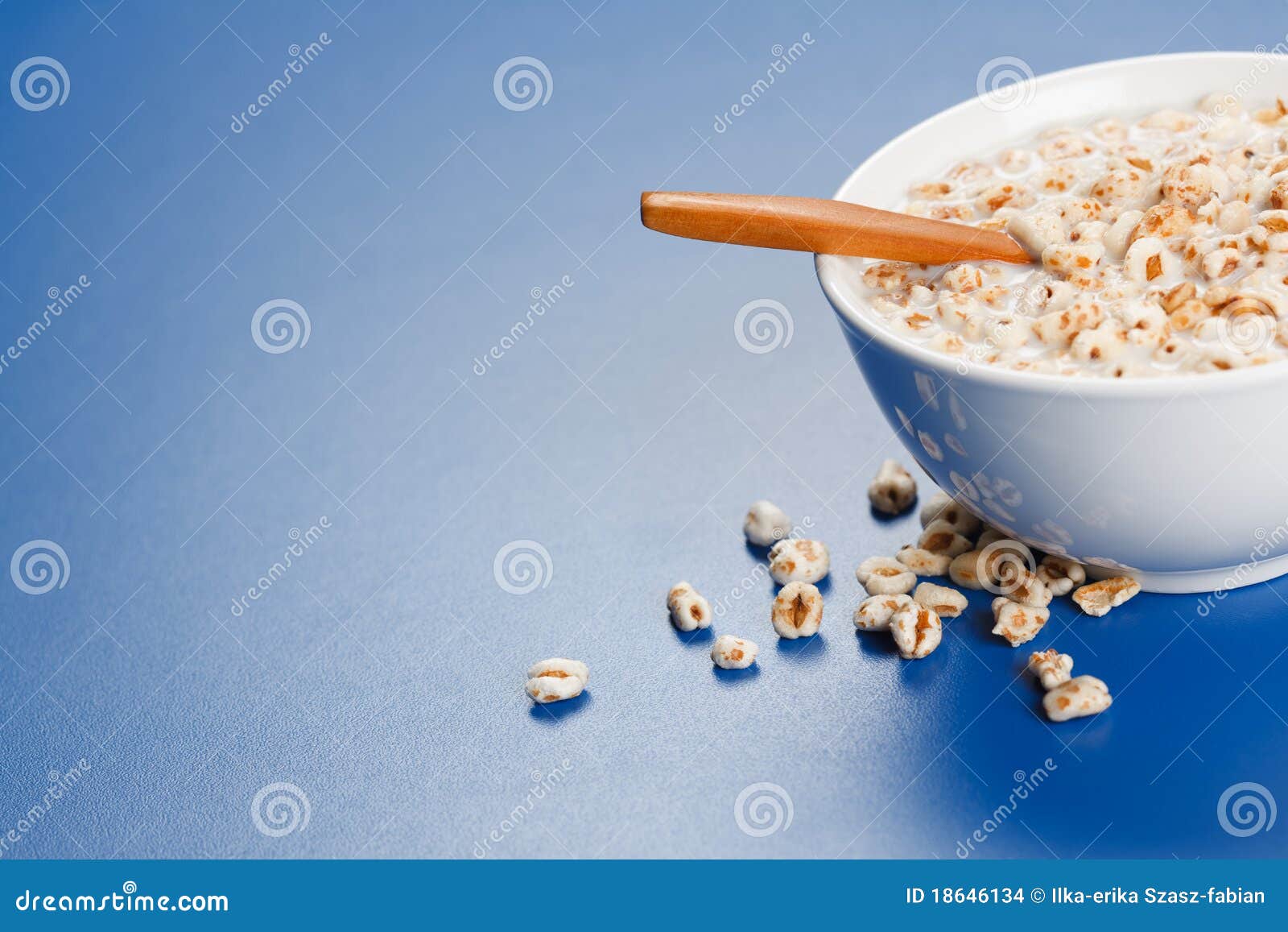 Popped Wheat Flakes In Milk Popped Wheat Flakes In Milk Stock Photo Image Of White