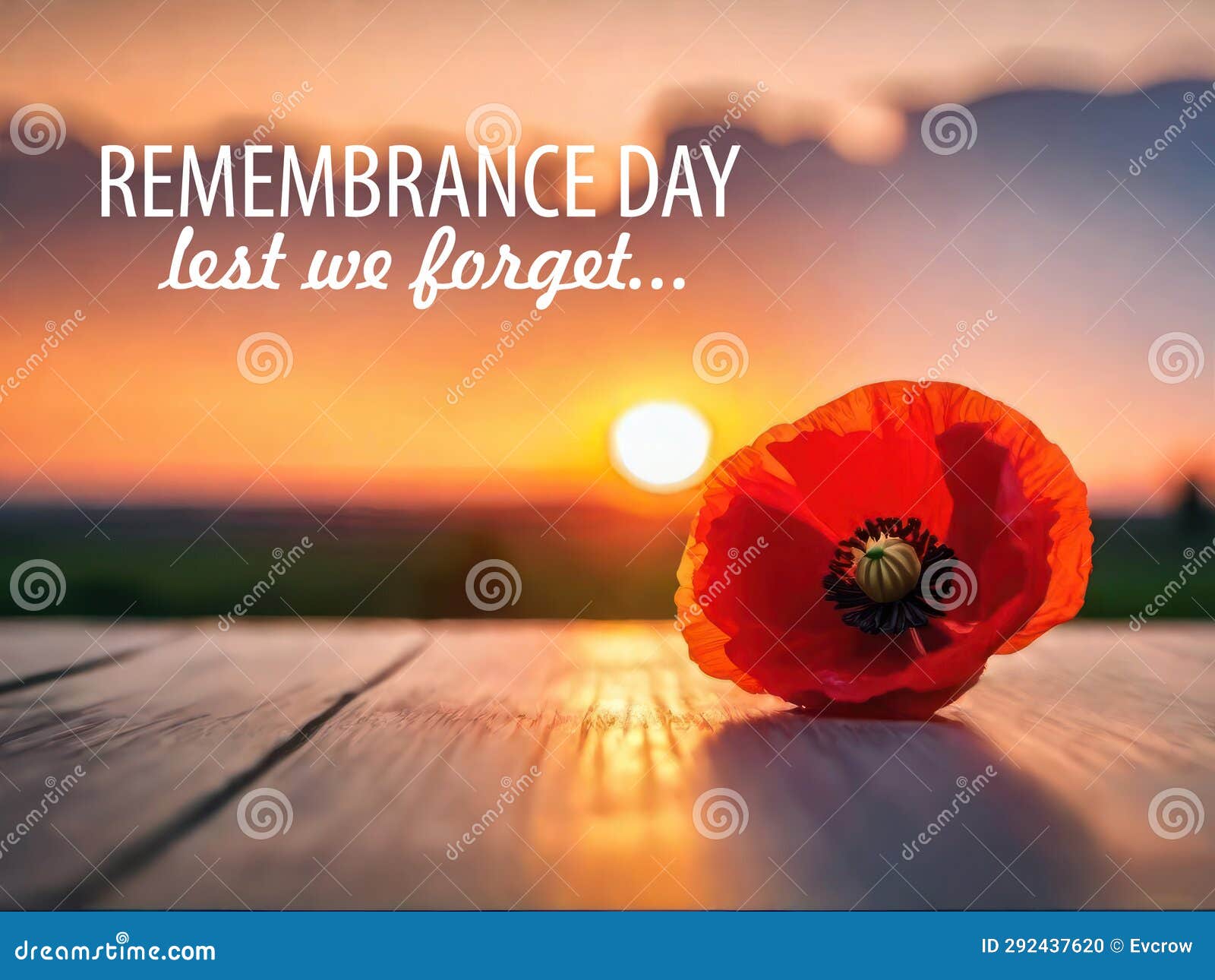 Poppy Day Concept. Remembrance Day Lest we Stock Photo Image