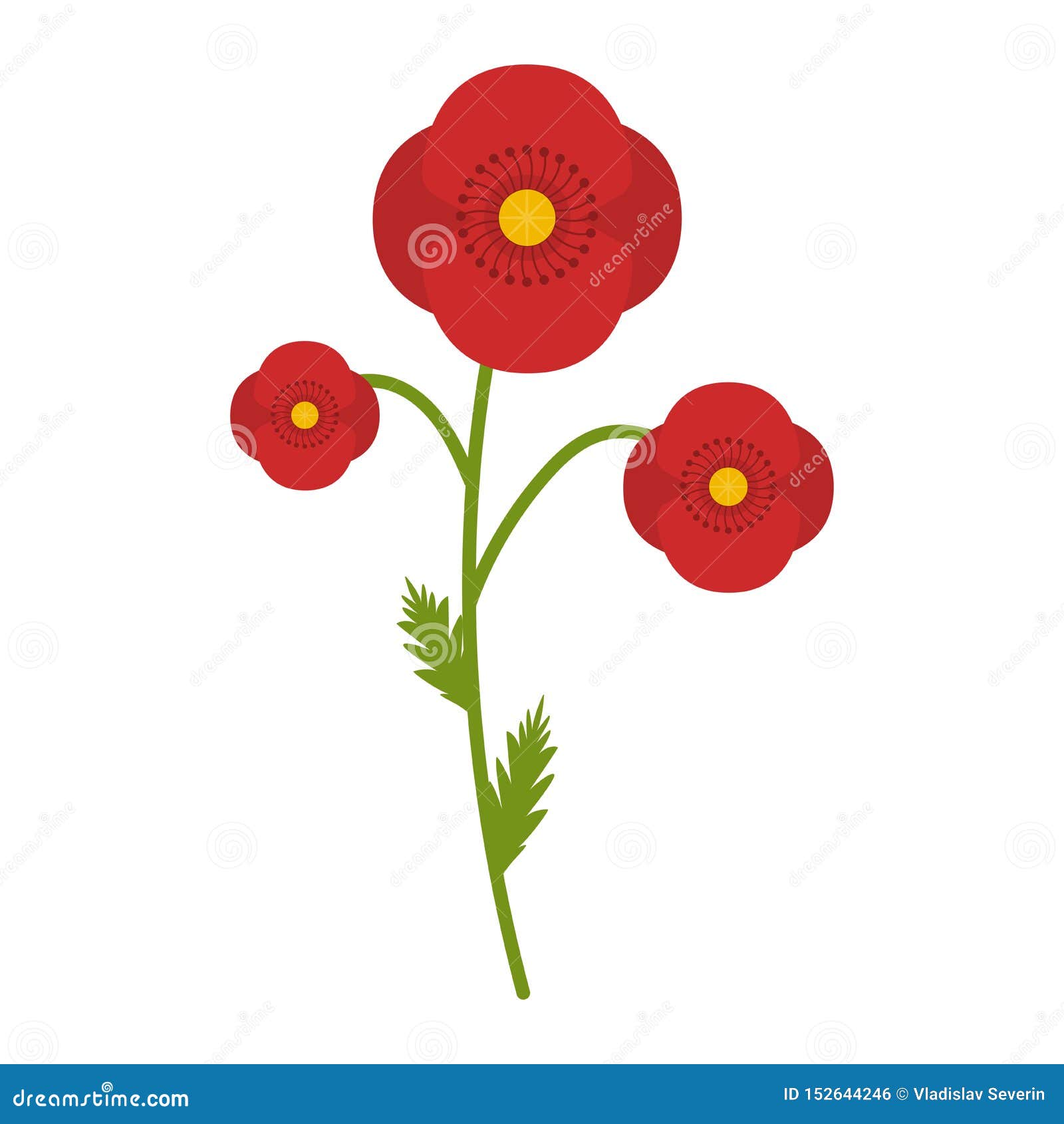 Poppy Field Flower Flat Icon, Wild Flowers Stock Illustration ...