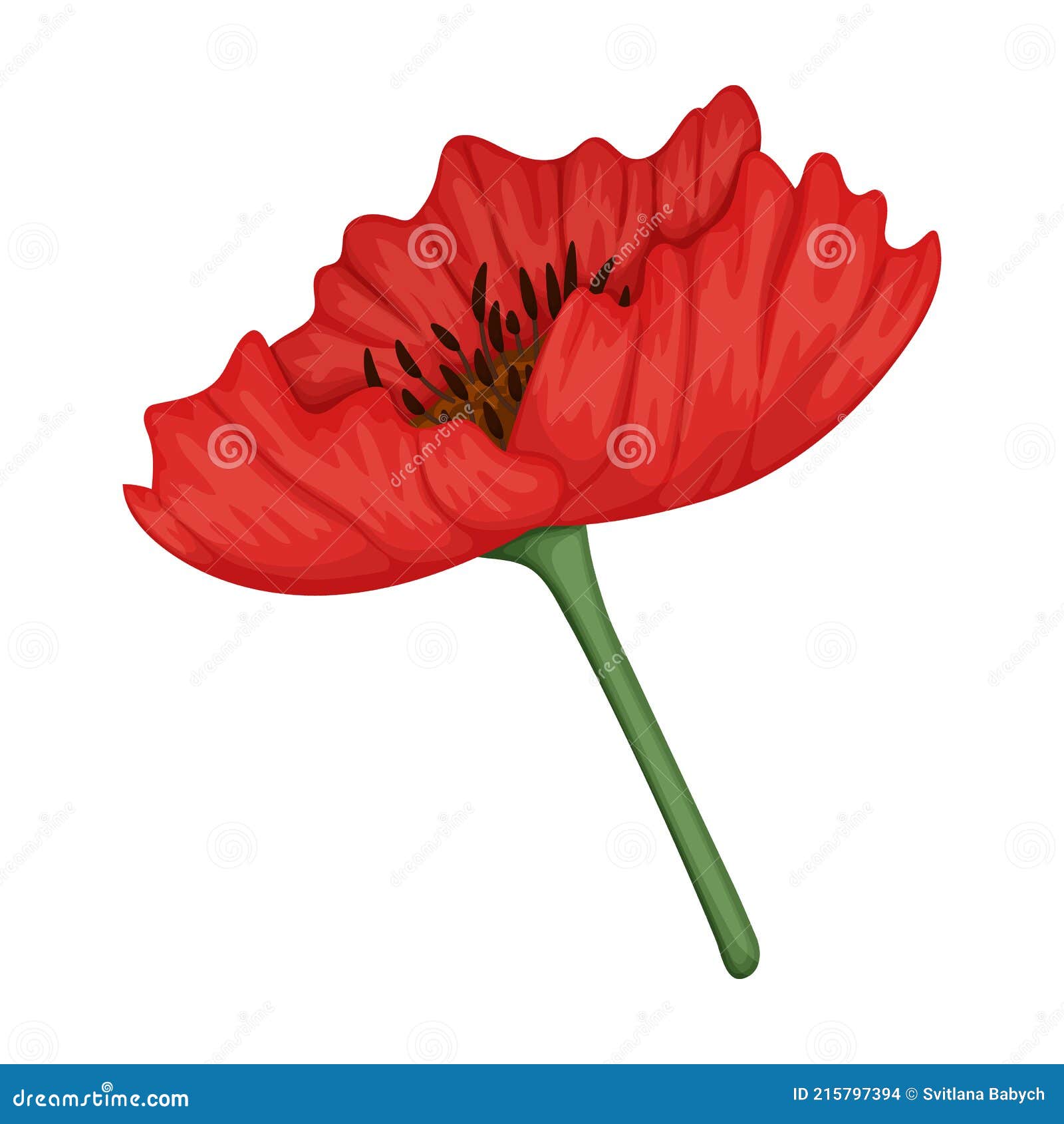 Poppy Flower Vector Cartoon Icon. Vector Illustration Poppy Red on ...