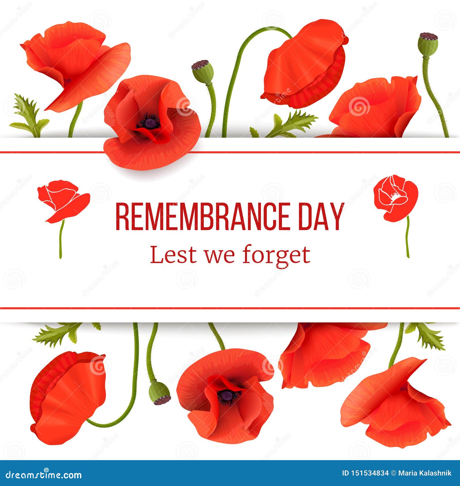 Poppy Red Flowers Card Template with Copy Space on Stripe With Regard To Remembrance Cards Template Free