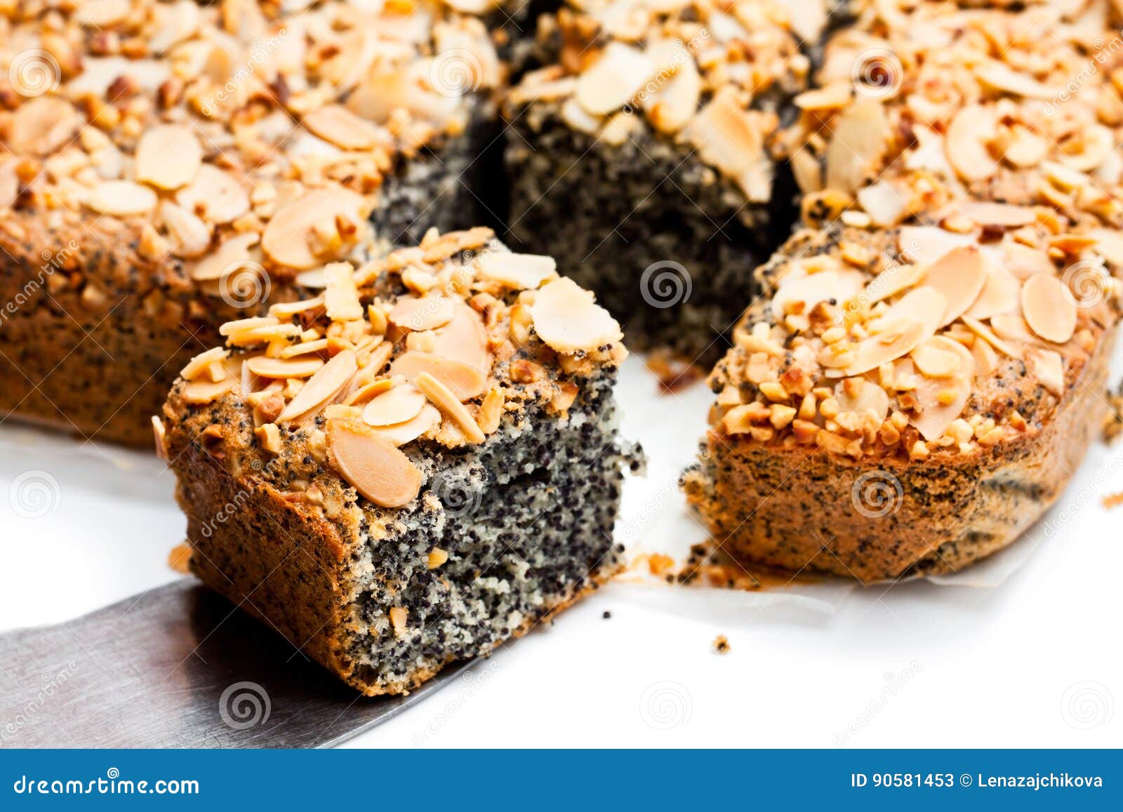 Poppy Seed Pie Freshly Baked Isolated on White Stock Image Image of
